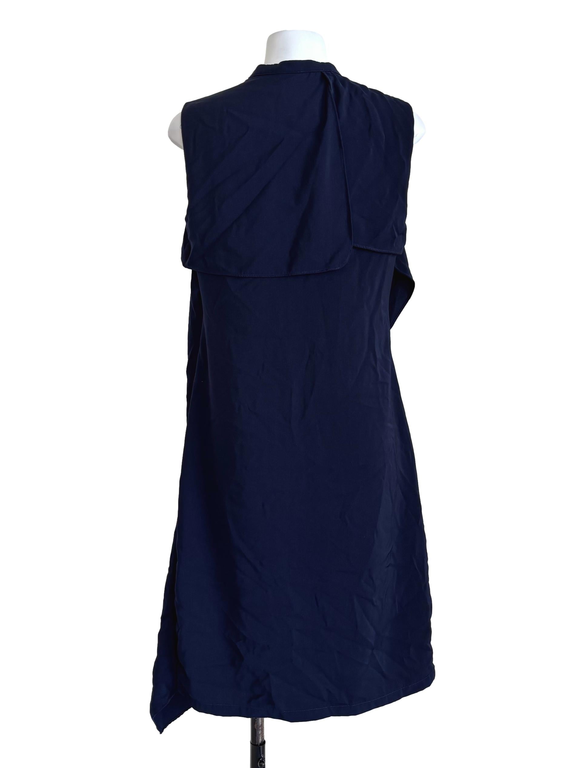 Midnight Blue Sleeveless Drape Dress