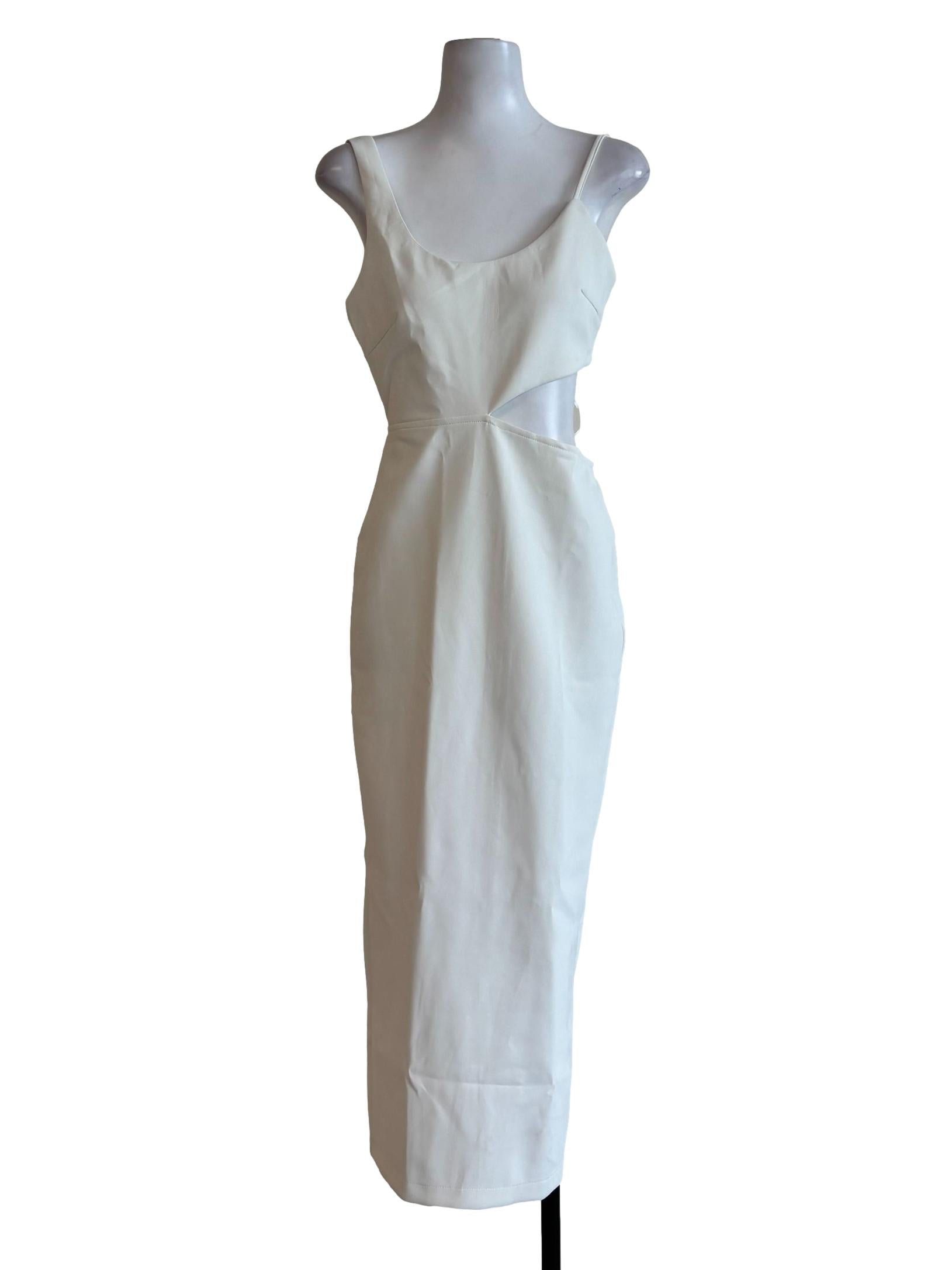 Ivory White Asymmetrical Side Cutout Dress