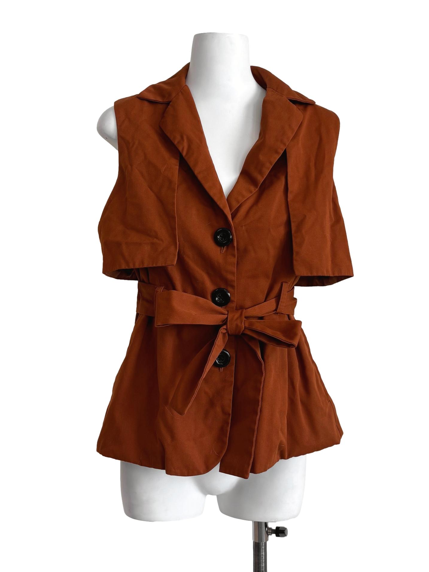 Burnt Orange Buttoned Vest Top