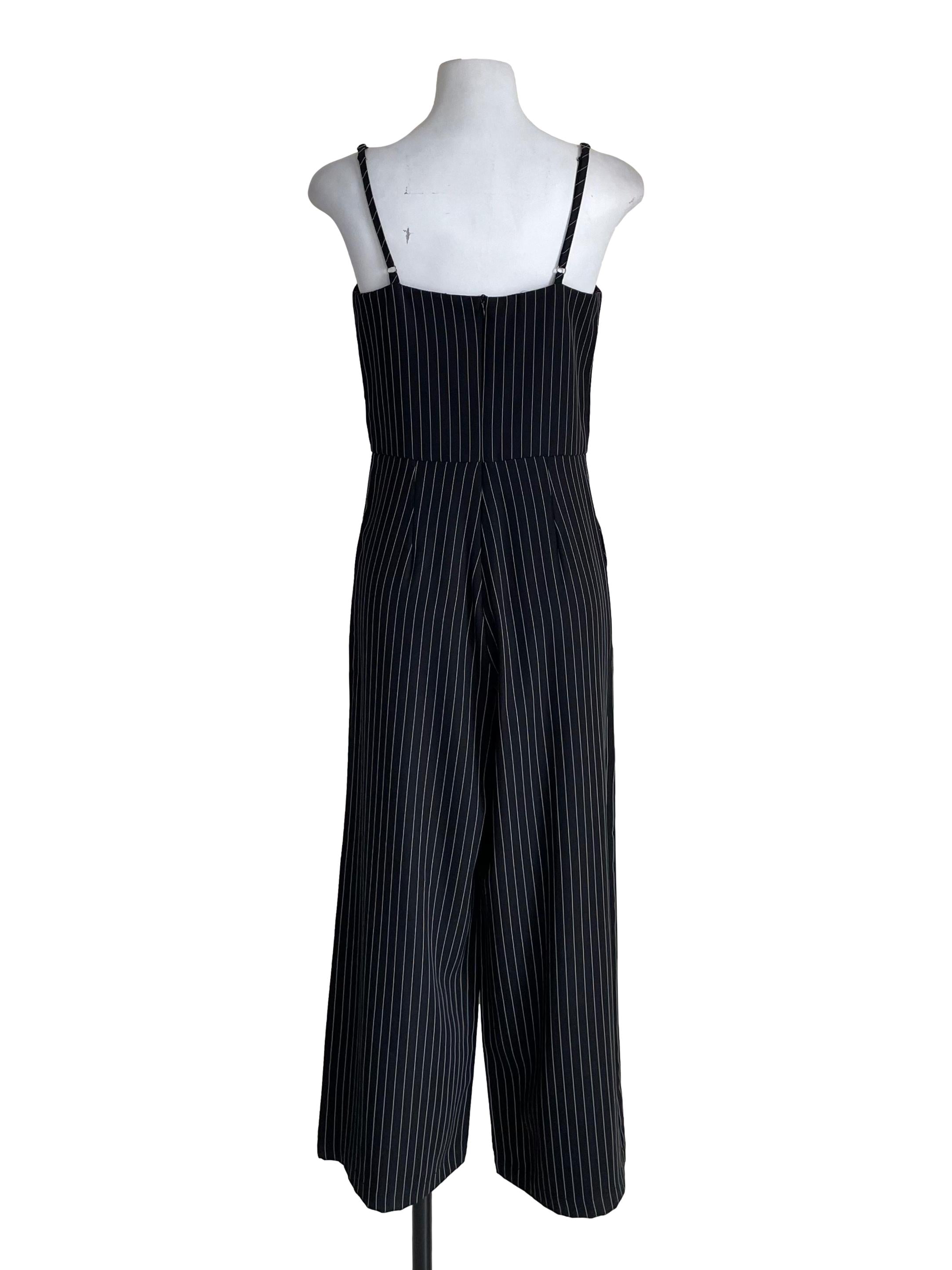 Black Pinstripe Cami Jumpsuit