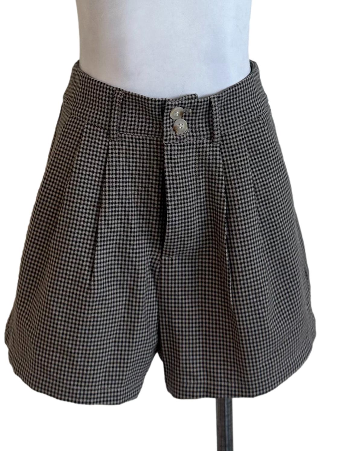 Black Brown Plaid Pattern Shorts