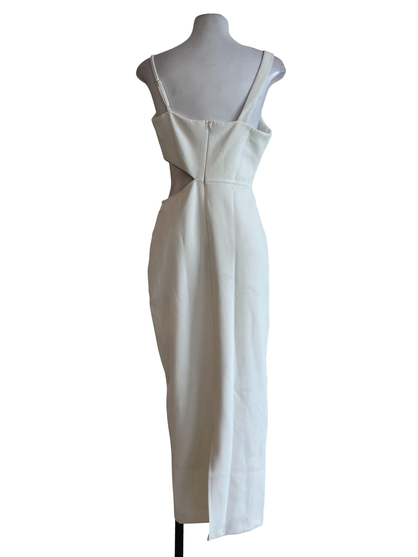 Ivory White Asymmetrical Side Cutout Dress