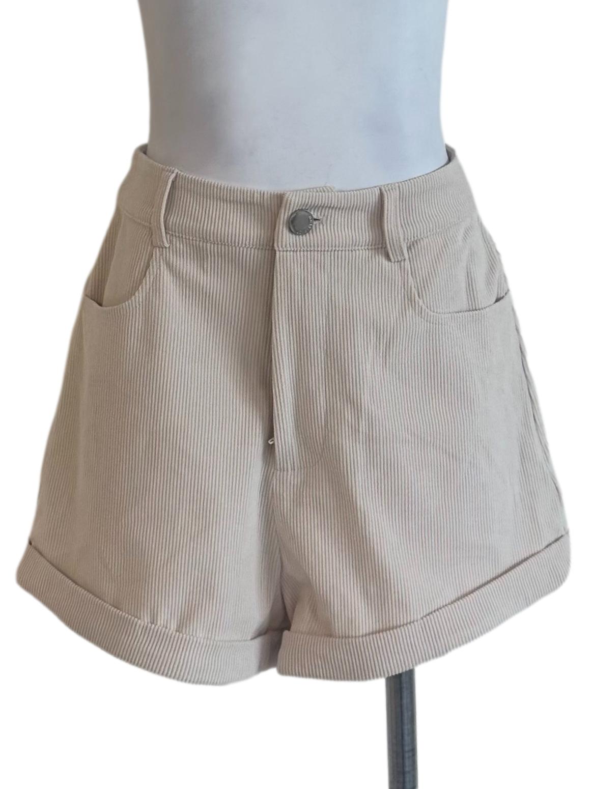 Oat Beige Stripe Texture Shorts