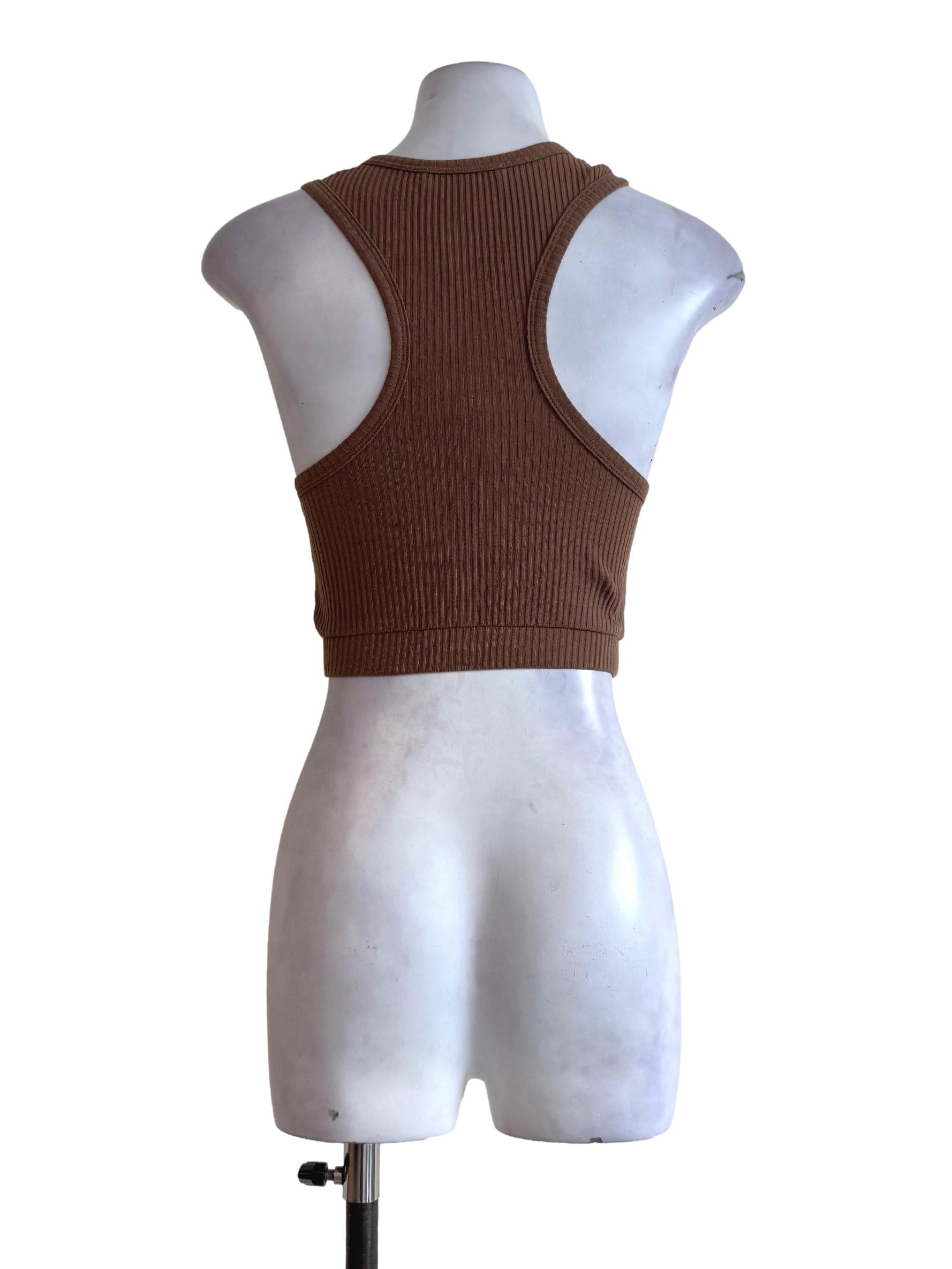 Textured Milk Coffee Sleeveless Top