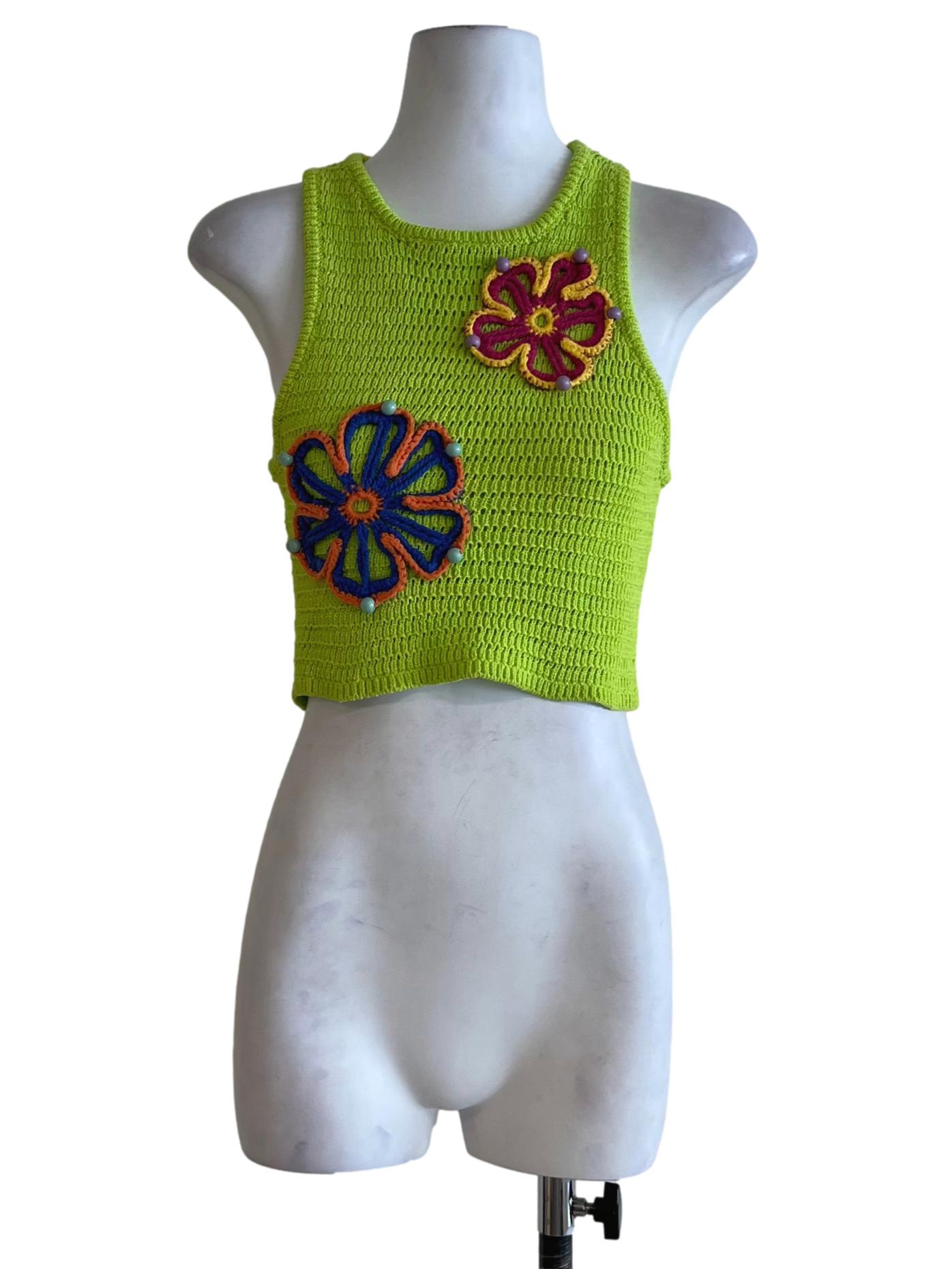 Lime Green Knitted Sleeveless Top