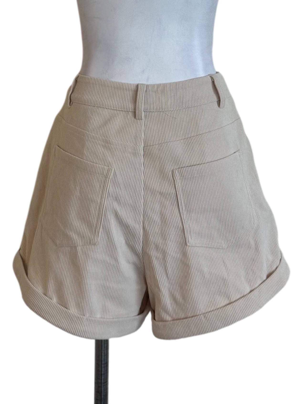 Oat Beige Stripe Texture Shorts