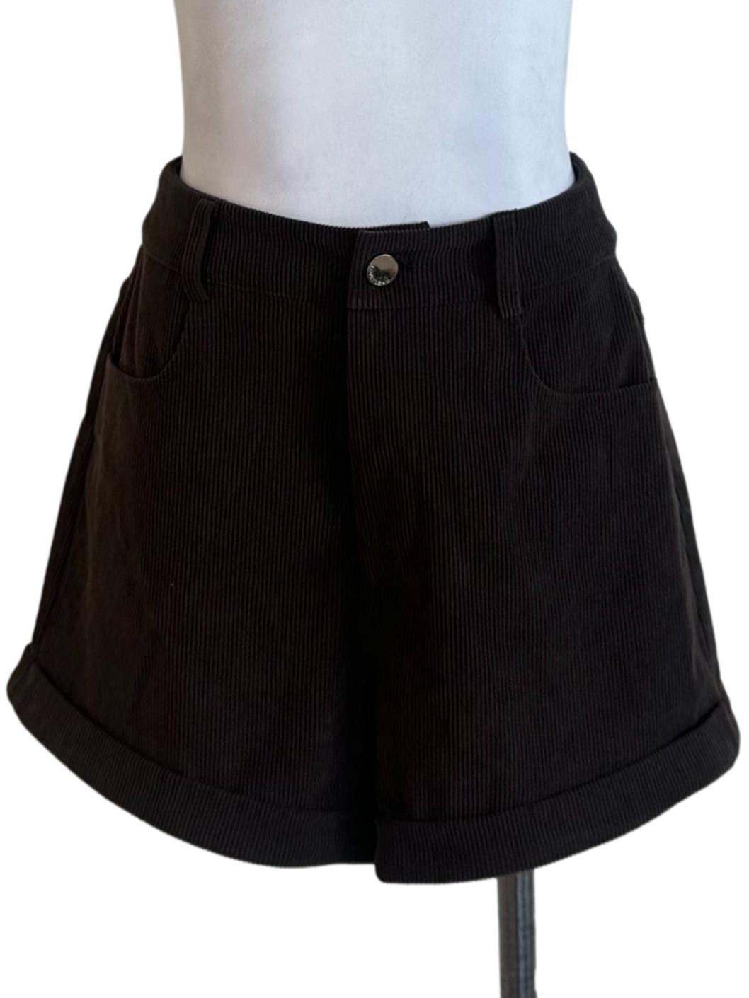 Dark Brown Stripe Texture Shorts