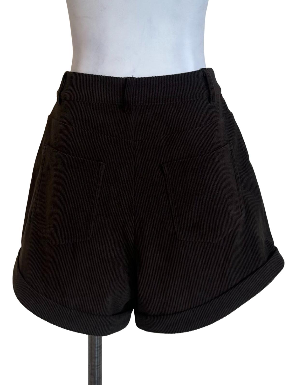 Dark Brown Stripe Texture Shorts