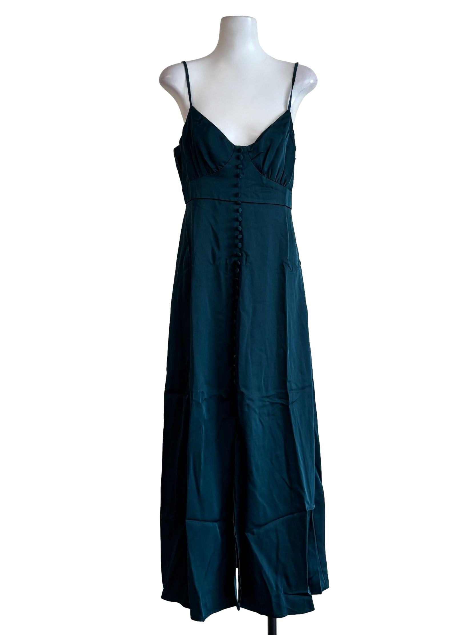 Dark Teal Spaghetti Strap Slip Dress