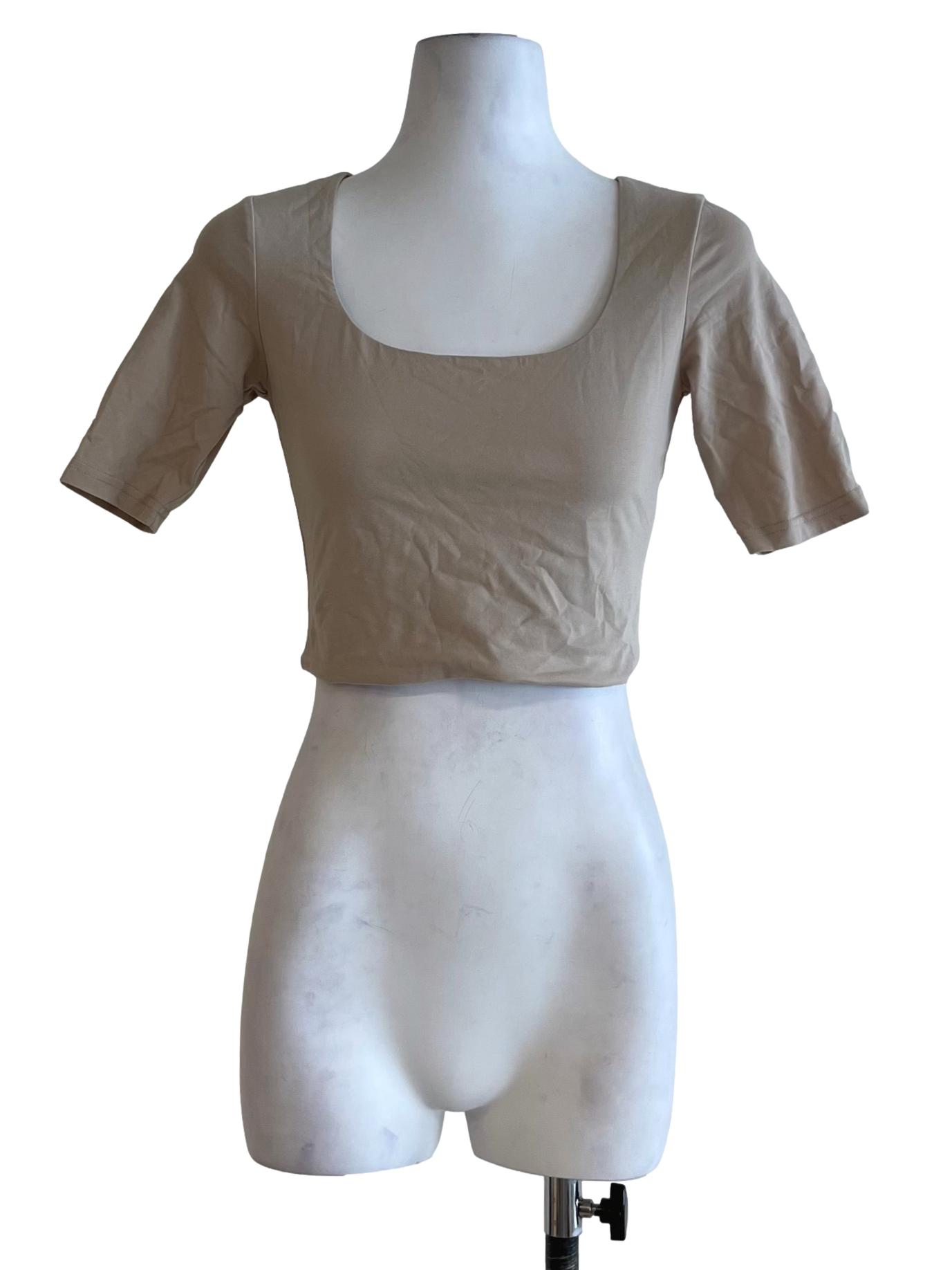 Beige Square Neckline Blouse