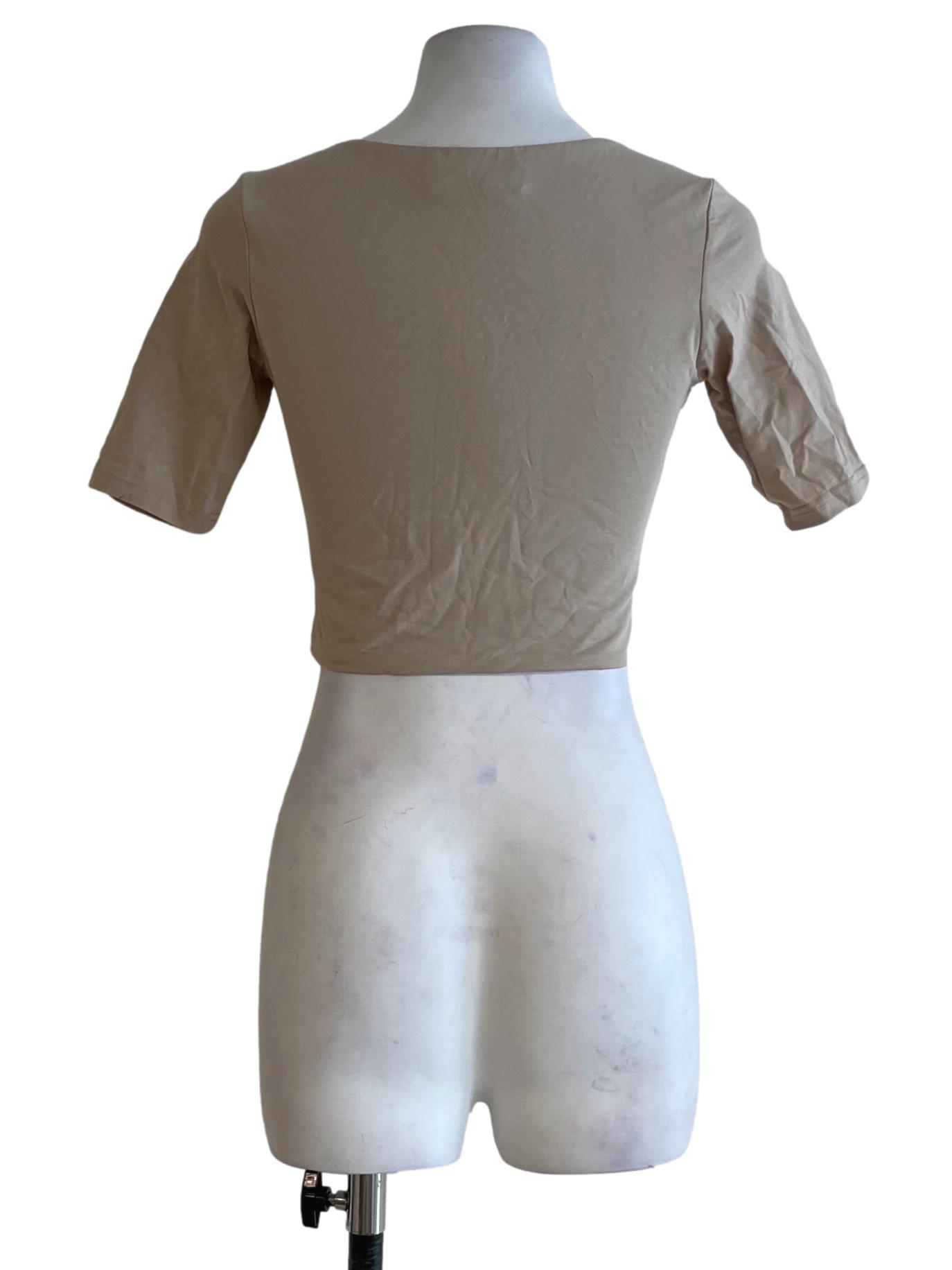 Beige Square Neckline Blouse