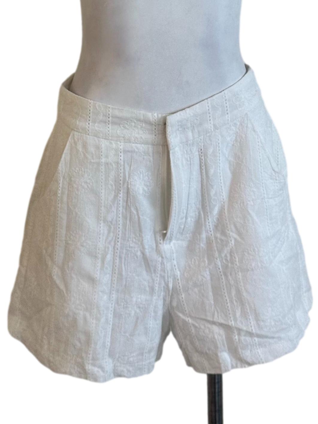 Ivory White Textured Shorts