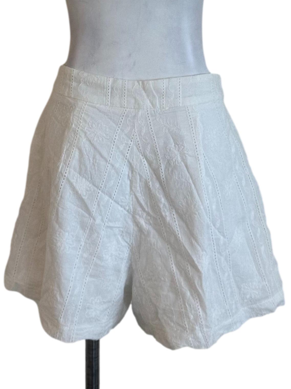 Ivory White Textured Shorts