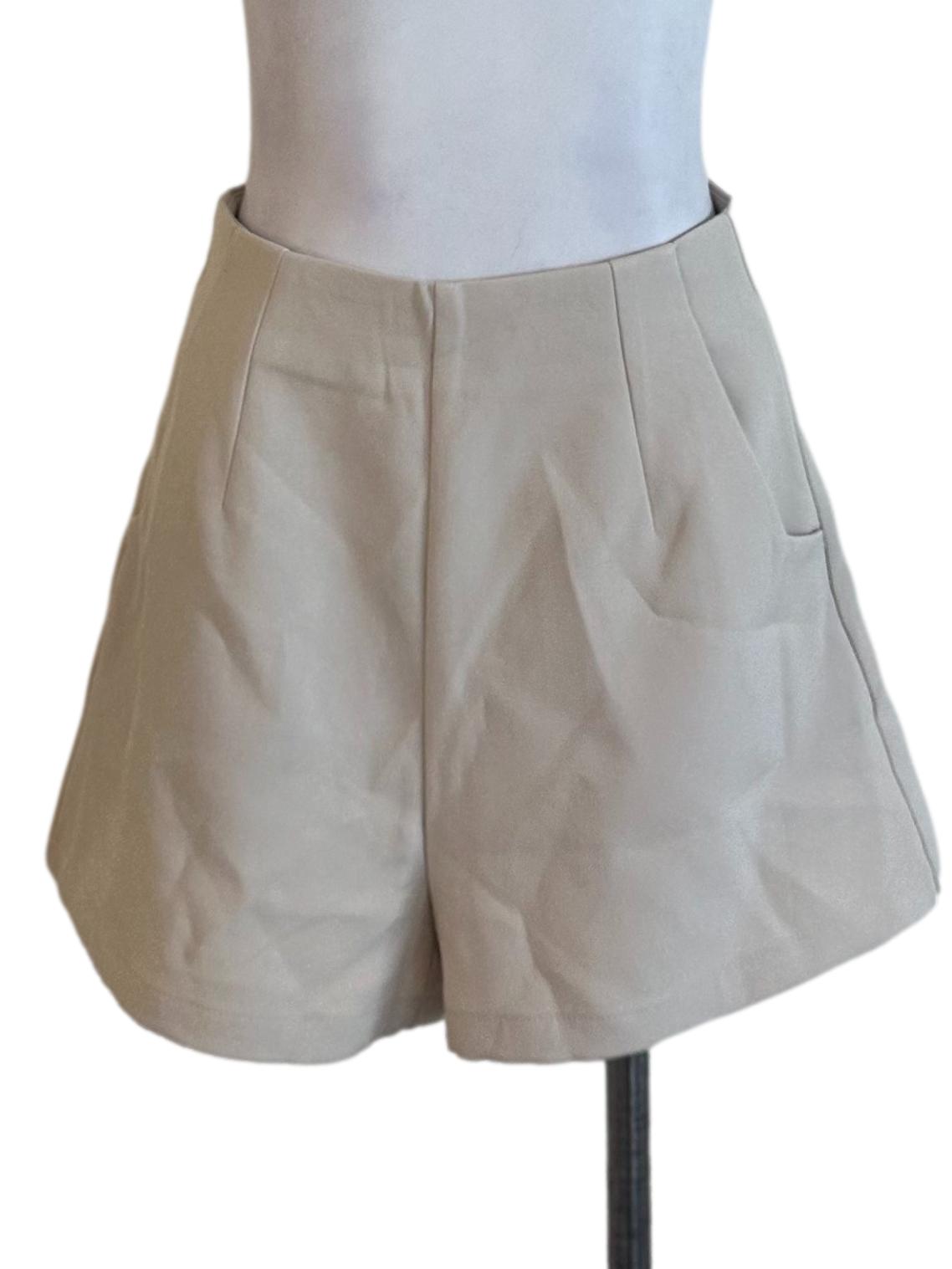 Light Beige Zipped Shorts