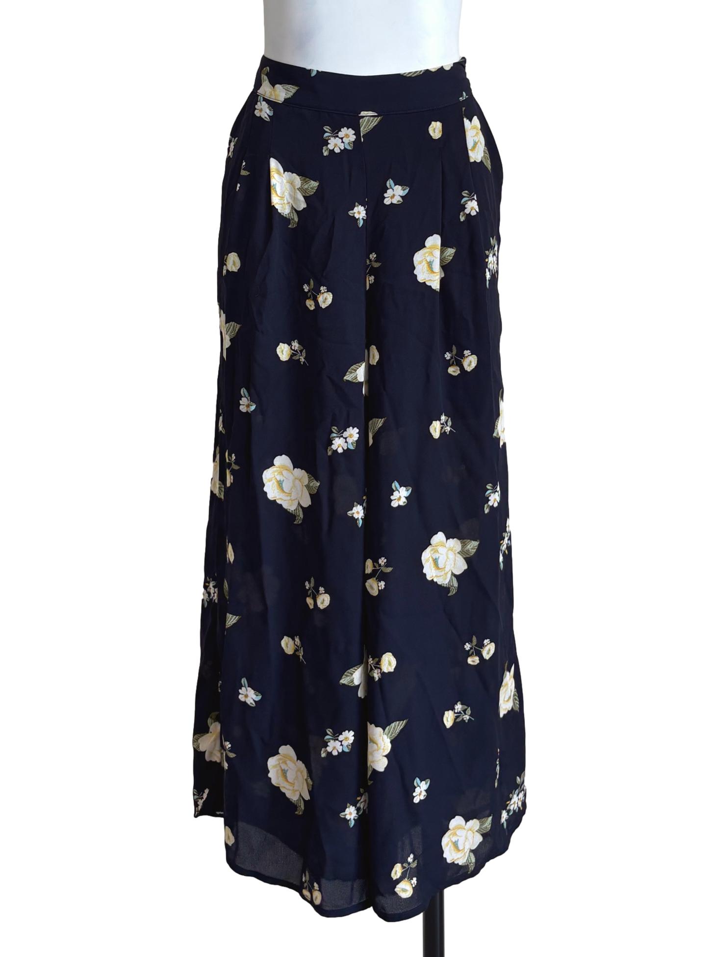Midnight Blue Floral Wide Pants