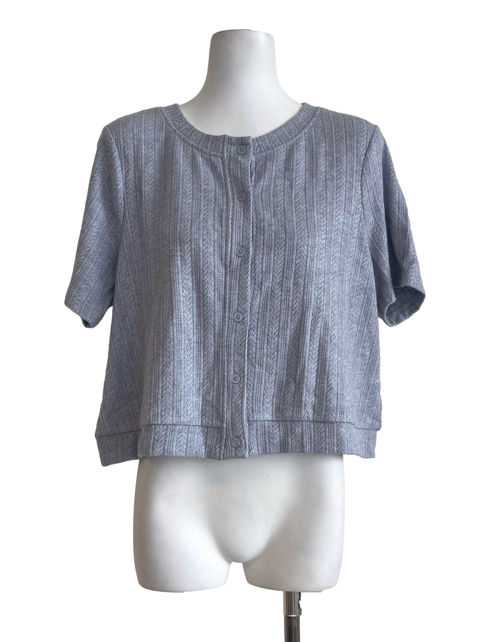 Dusty Blue Knitted Short Sleeves Cardigan