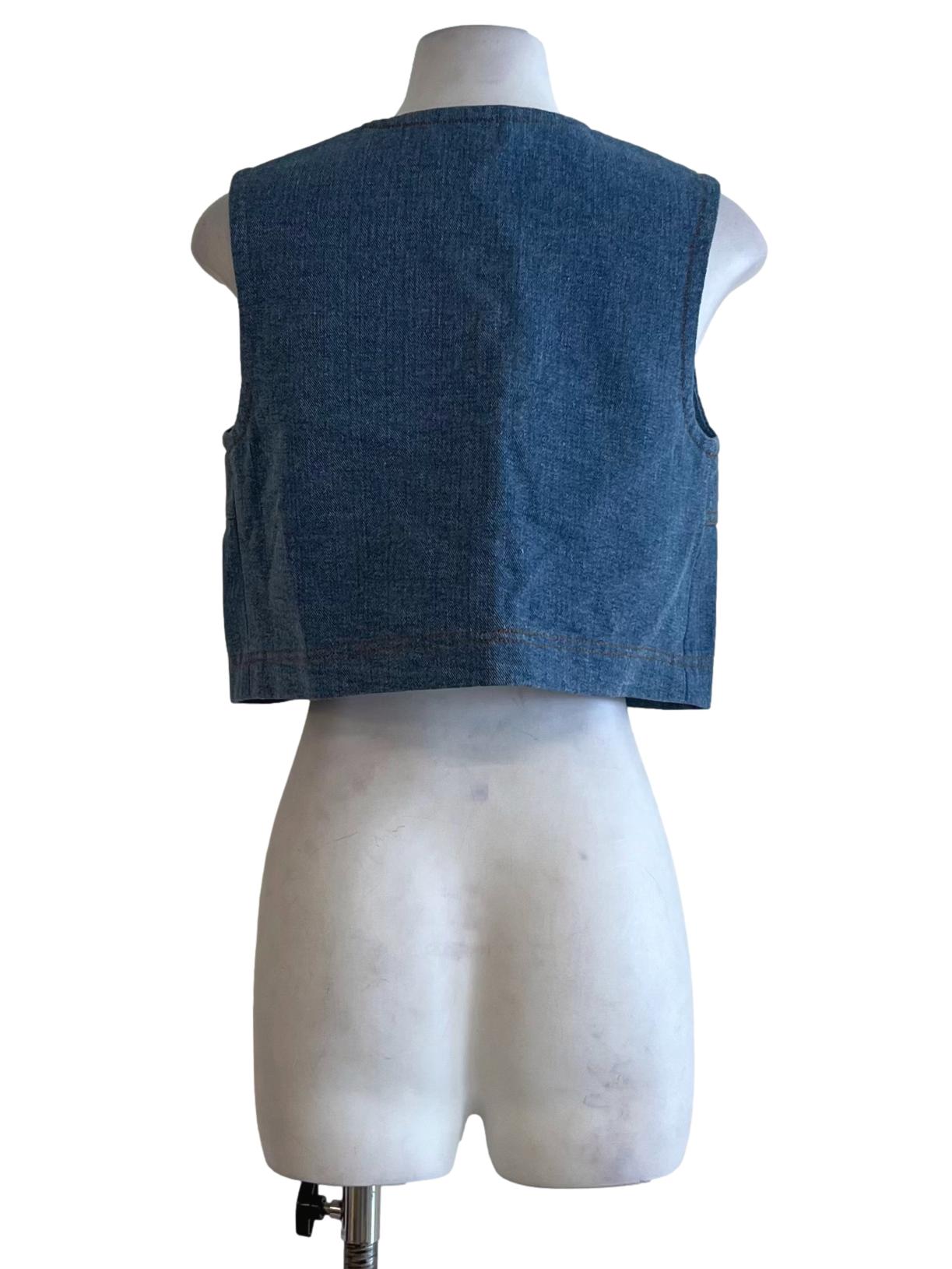 Blue Denim V-Neckline Vest