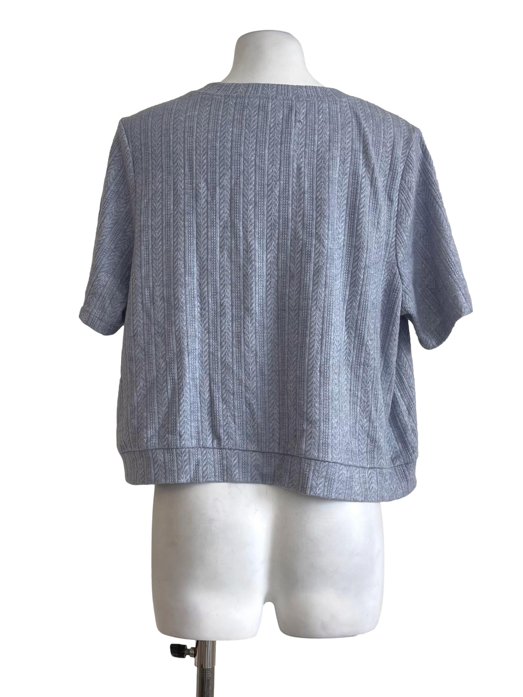Dusty Blue Knitted Short Sleeves Cardigan