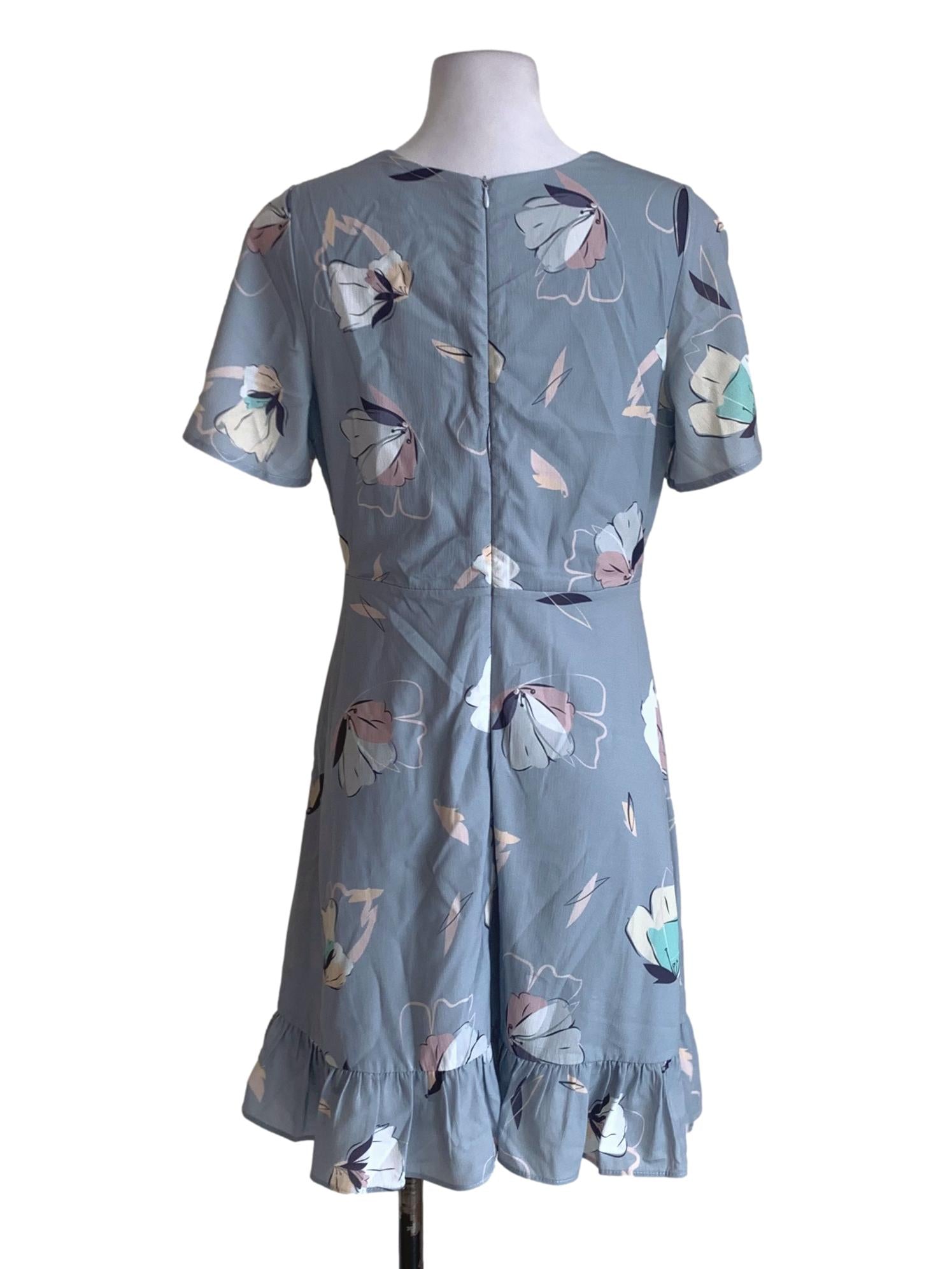 Sky Blue Floral Empire Dress