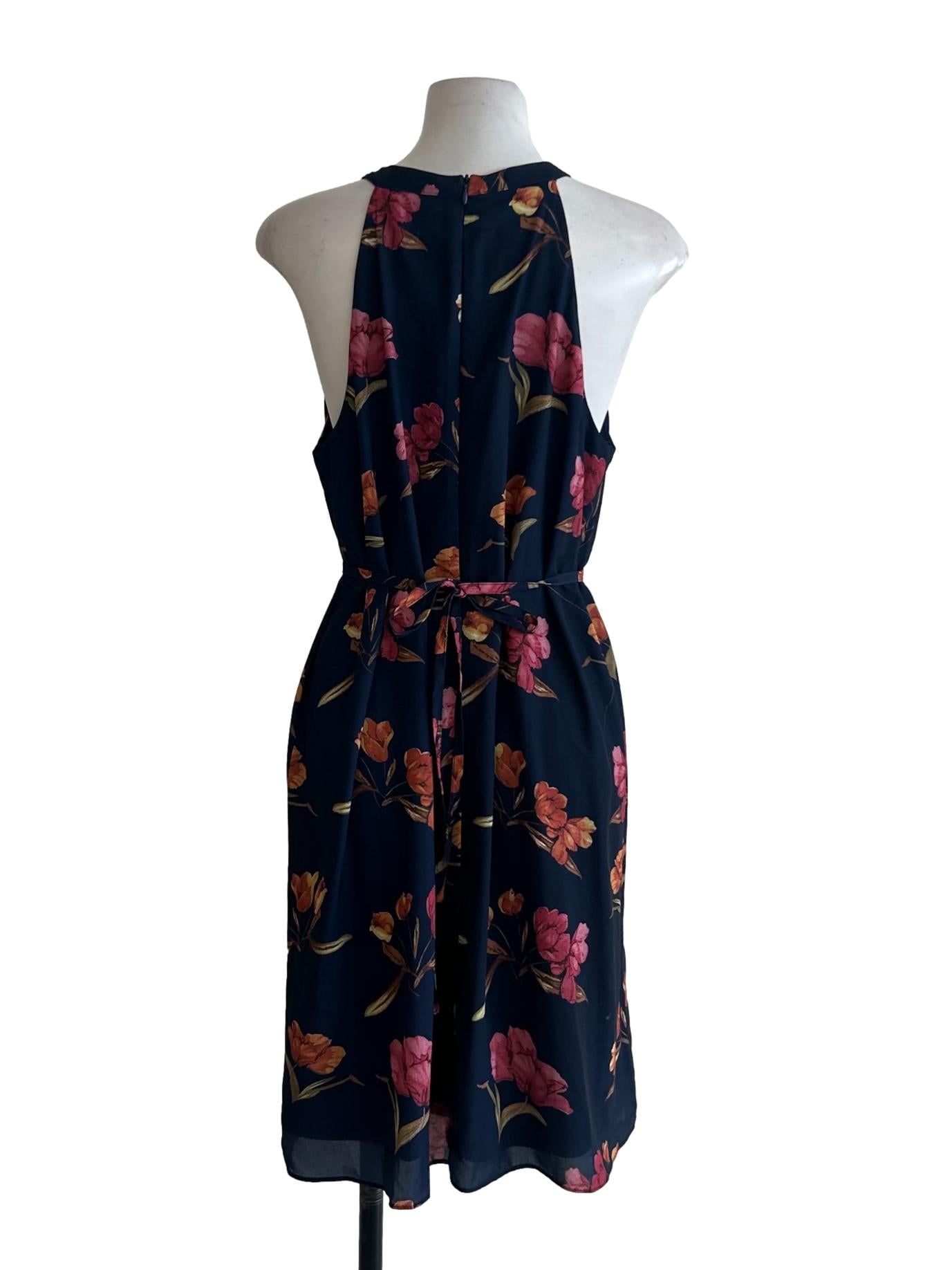 Indigo Floral Halter Neck Dress