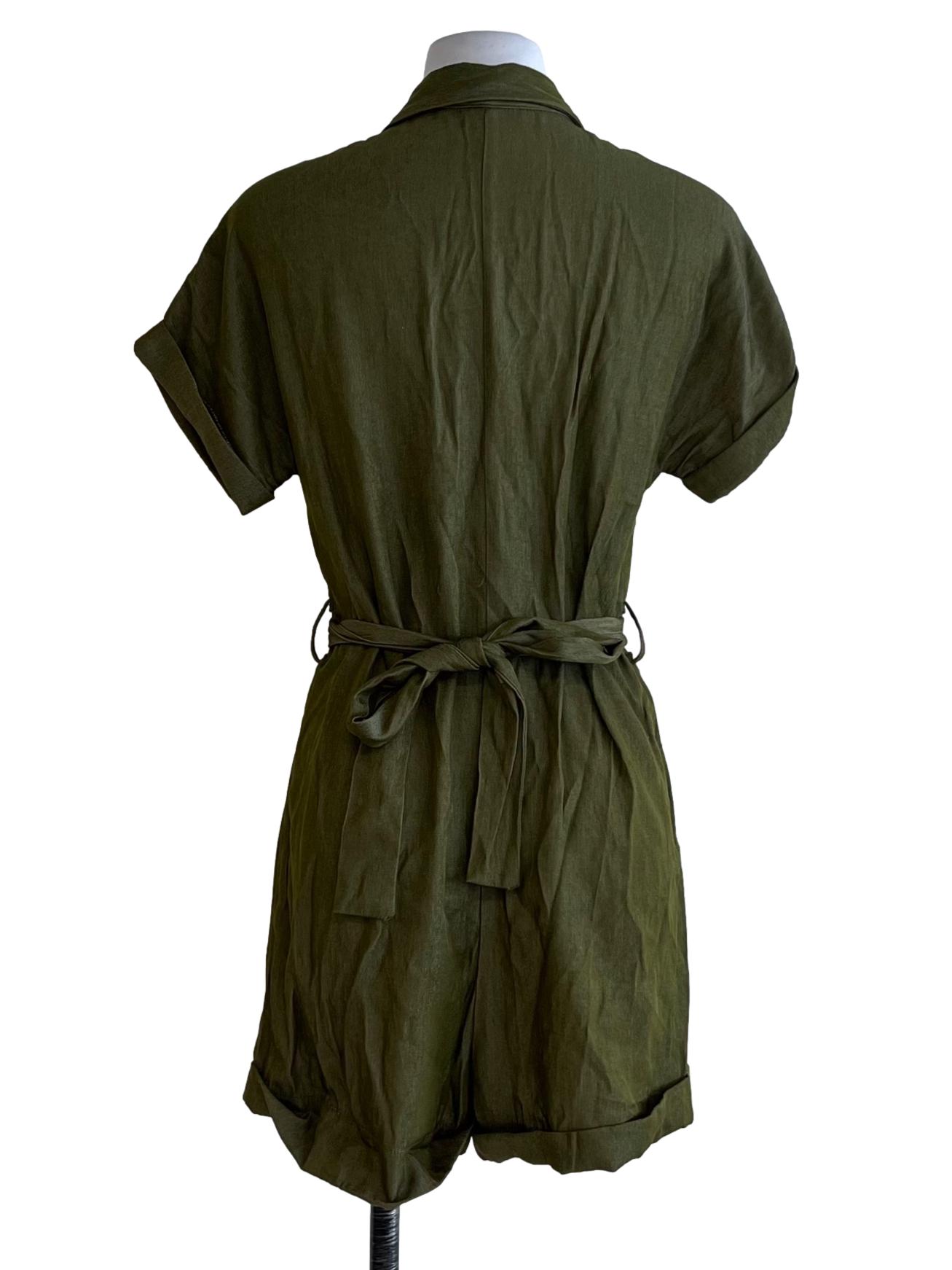 Moss Green Wing Collar Romper