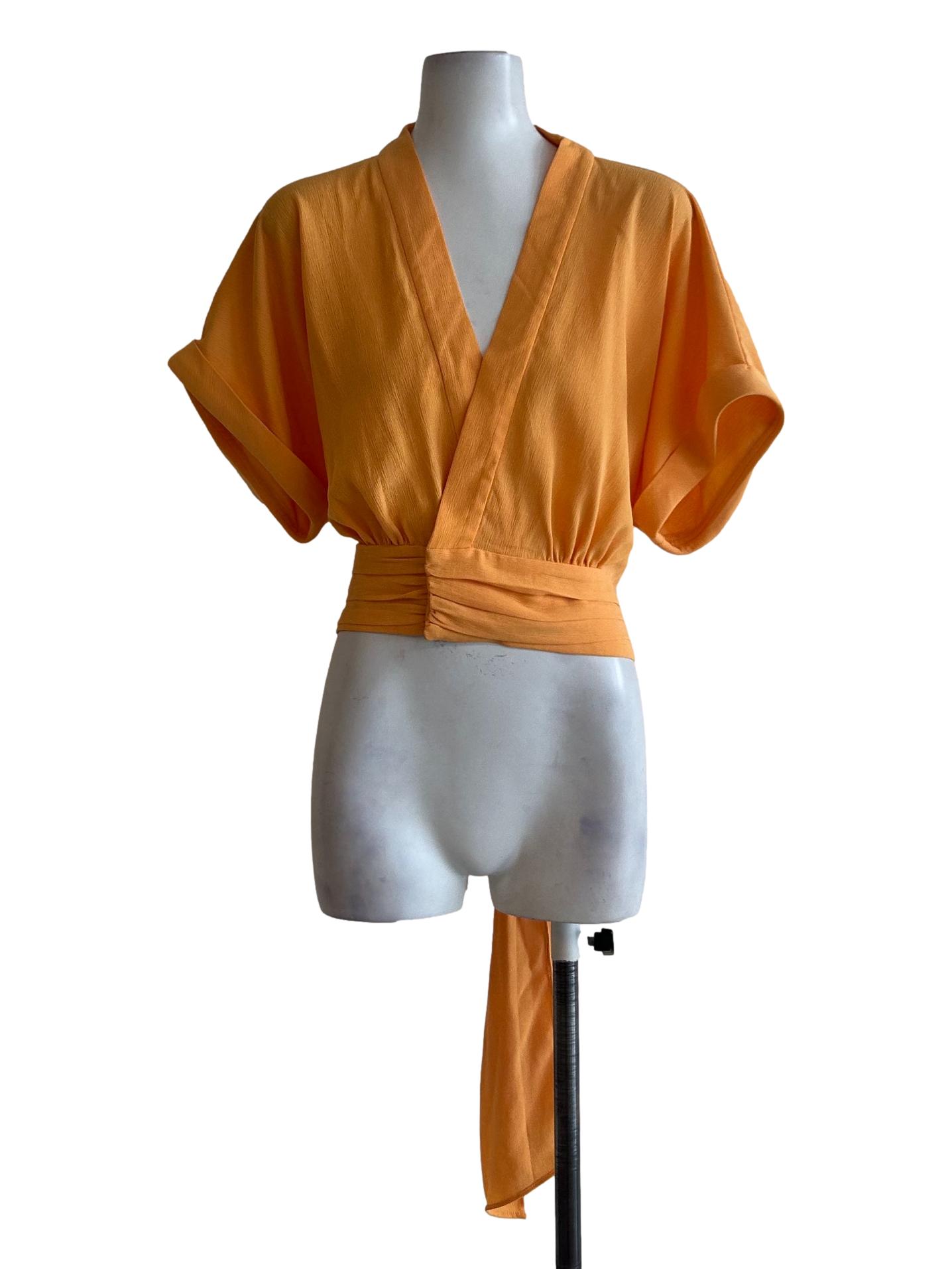Tangerine Orange Karinn V- Neck Wrap Top