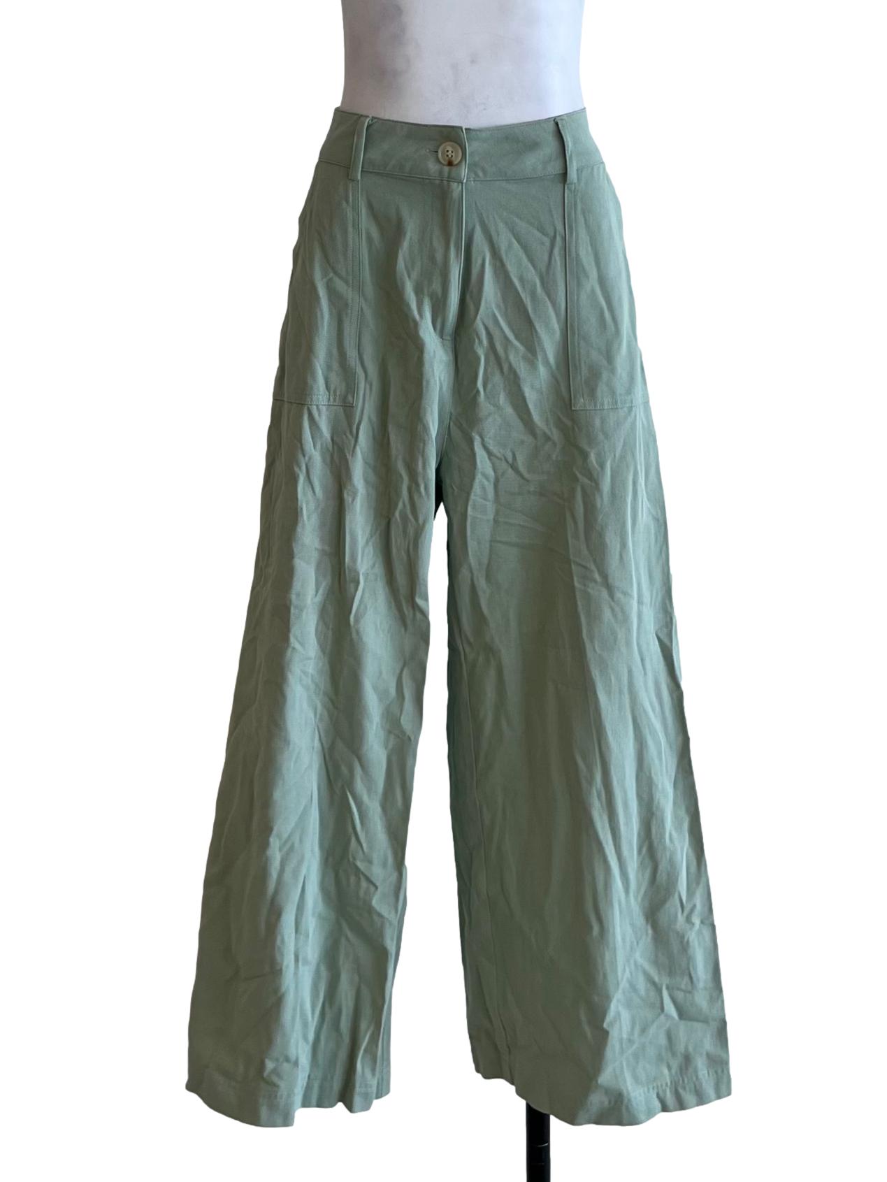 Mint Green High-Waisted Wide Leg Pants