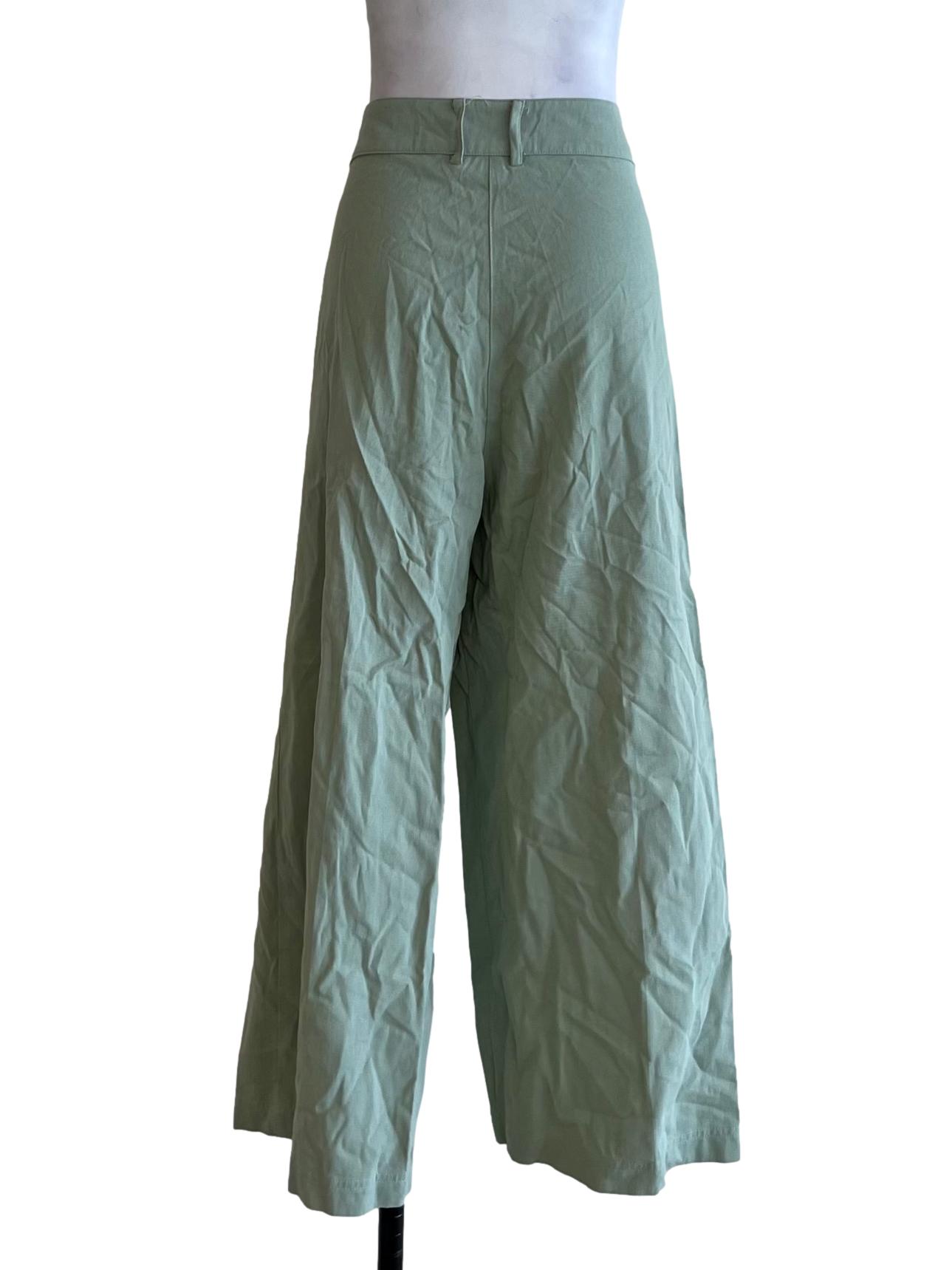 Mint Green High-Waisted Wide Leg Pants