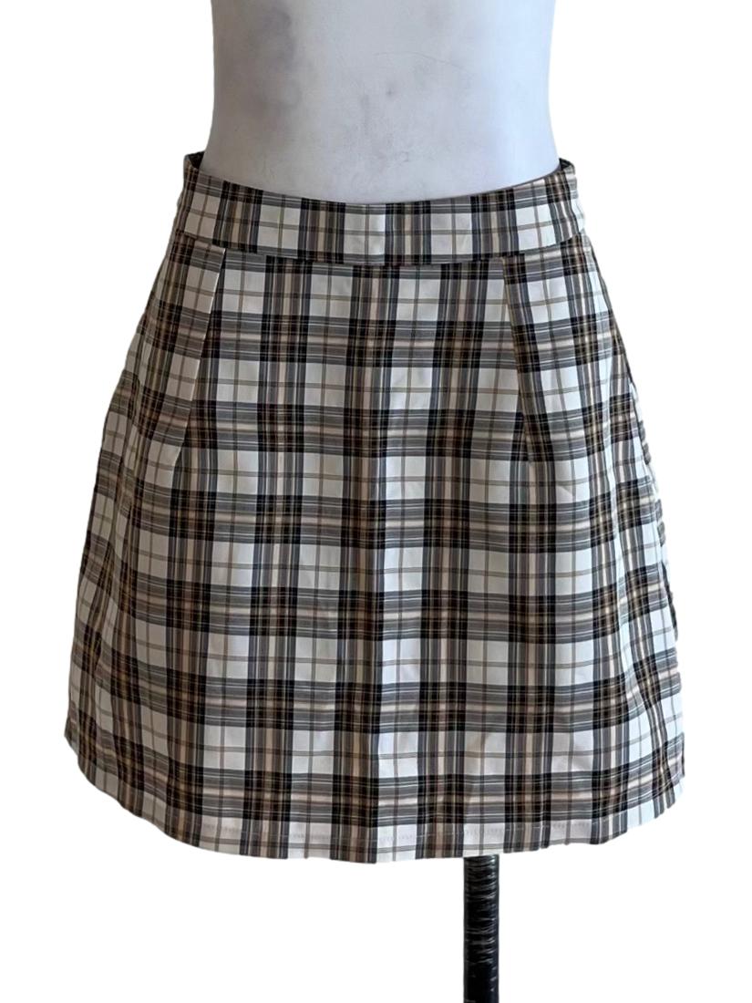 White Tartan Mini Skirt