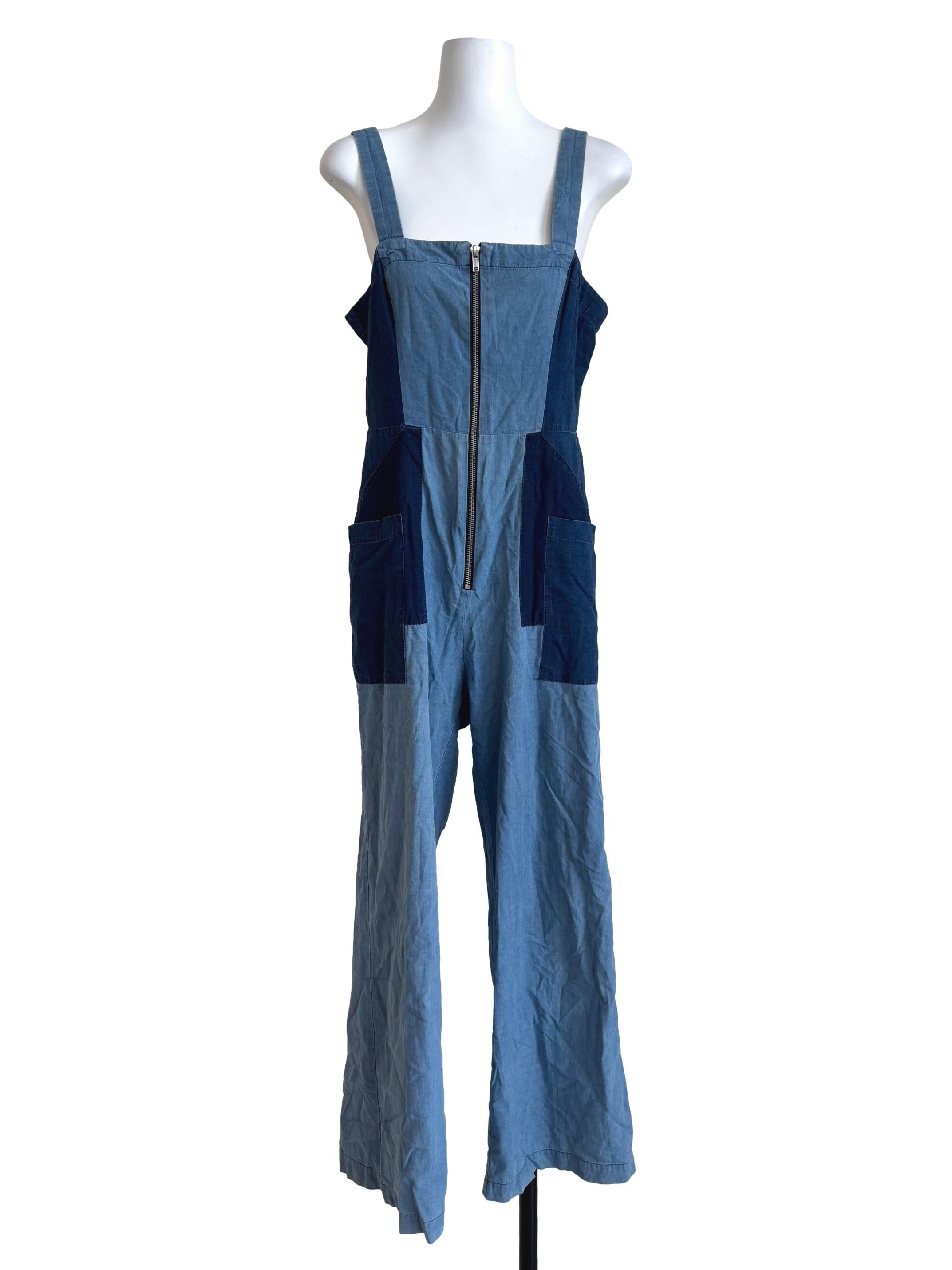 Denim Blue Two Tone Jumpsuit