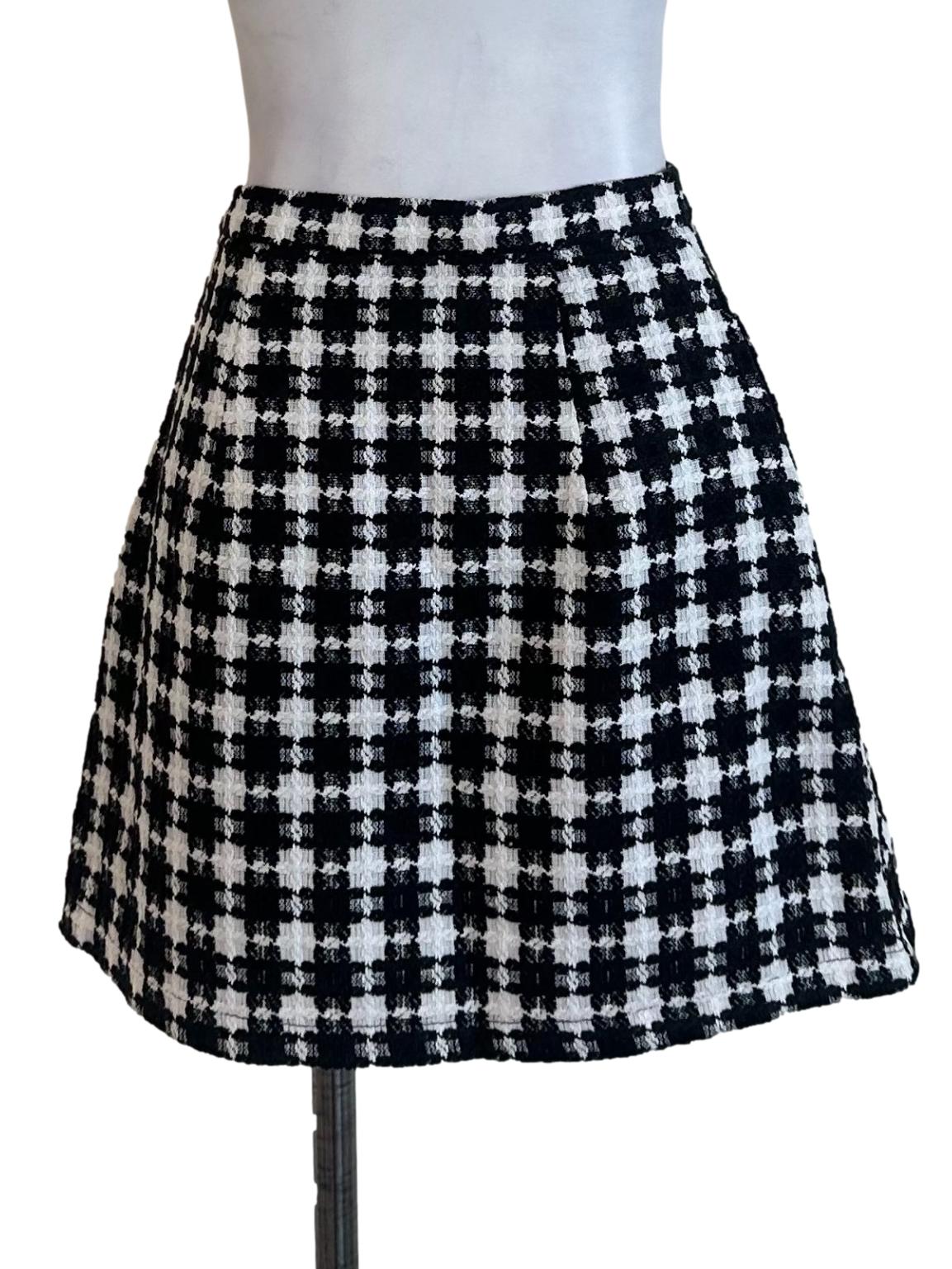 Black White Pattern Textured Skirt