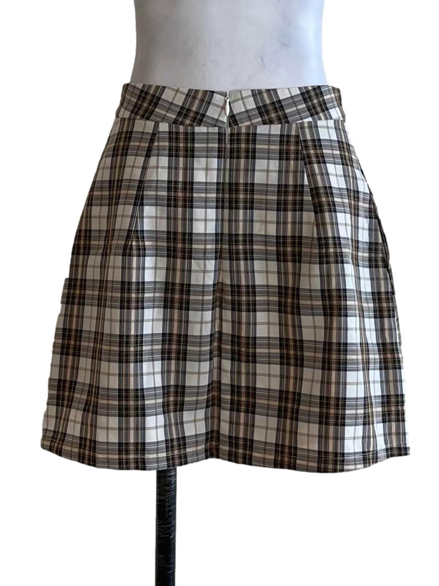White Tartan Mini Skirt