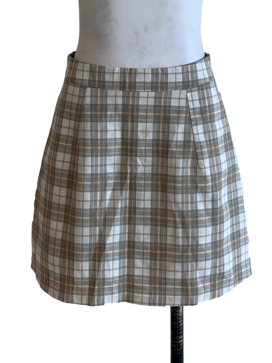 White Tartan Mini Skirt