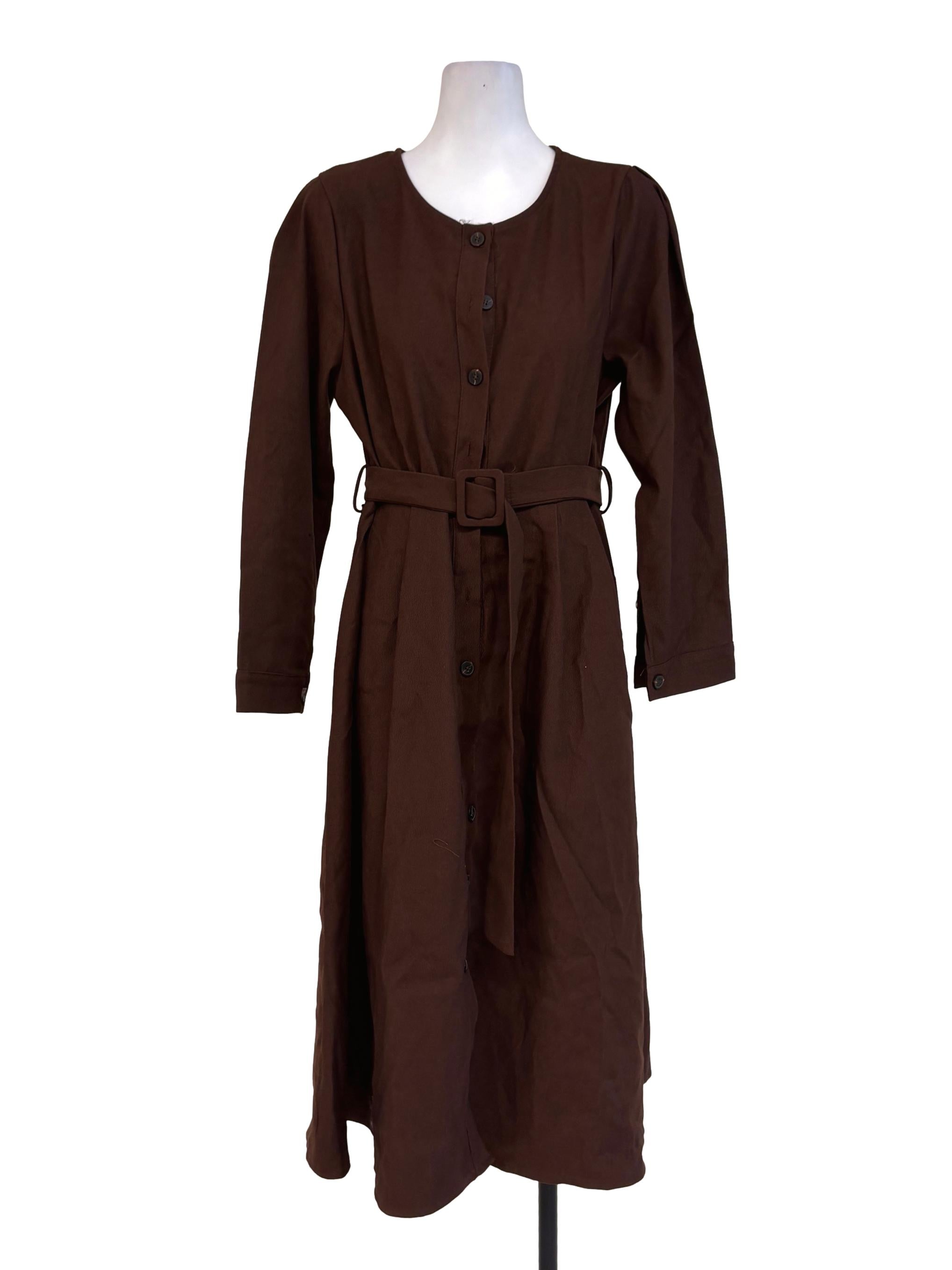 Gingerbread Brown Buttoned Straight Dress