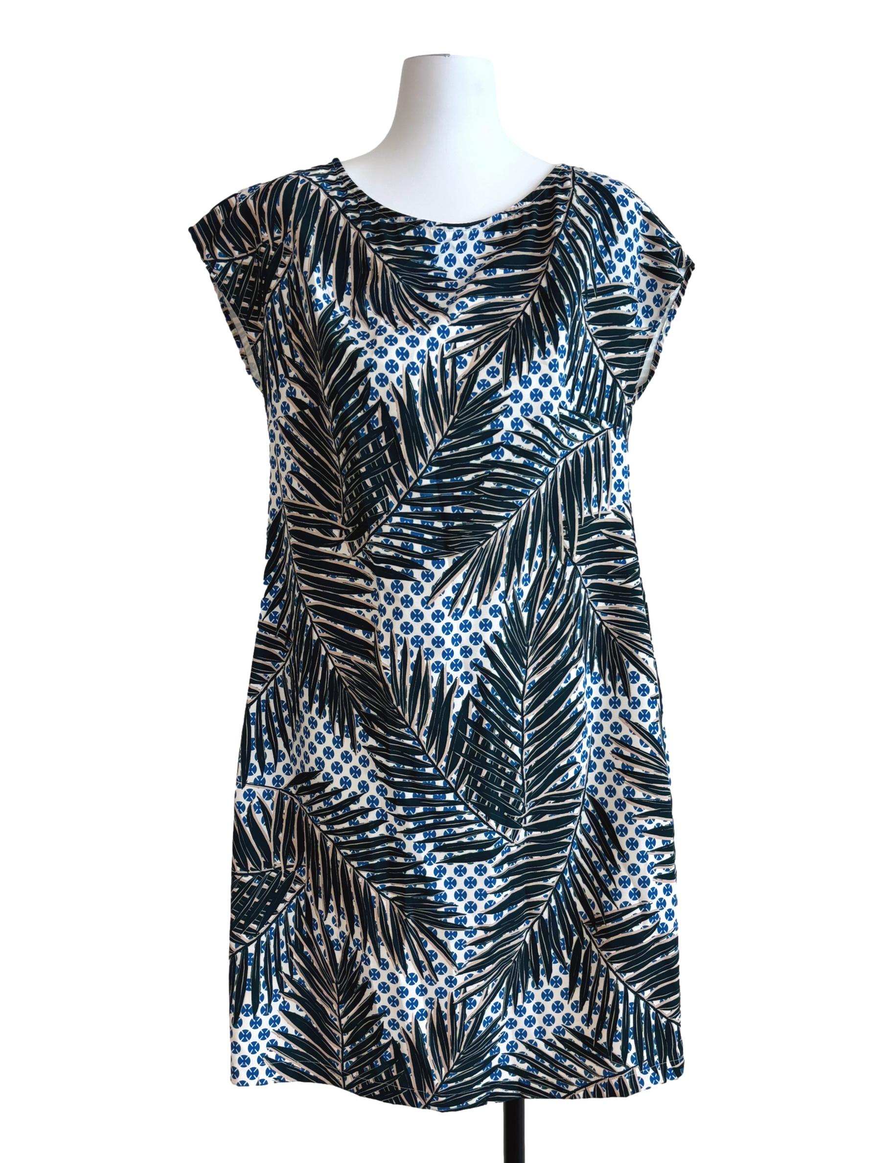 White Fern Green Patterned Shift Dress