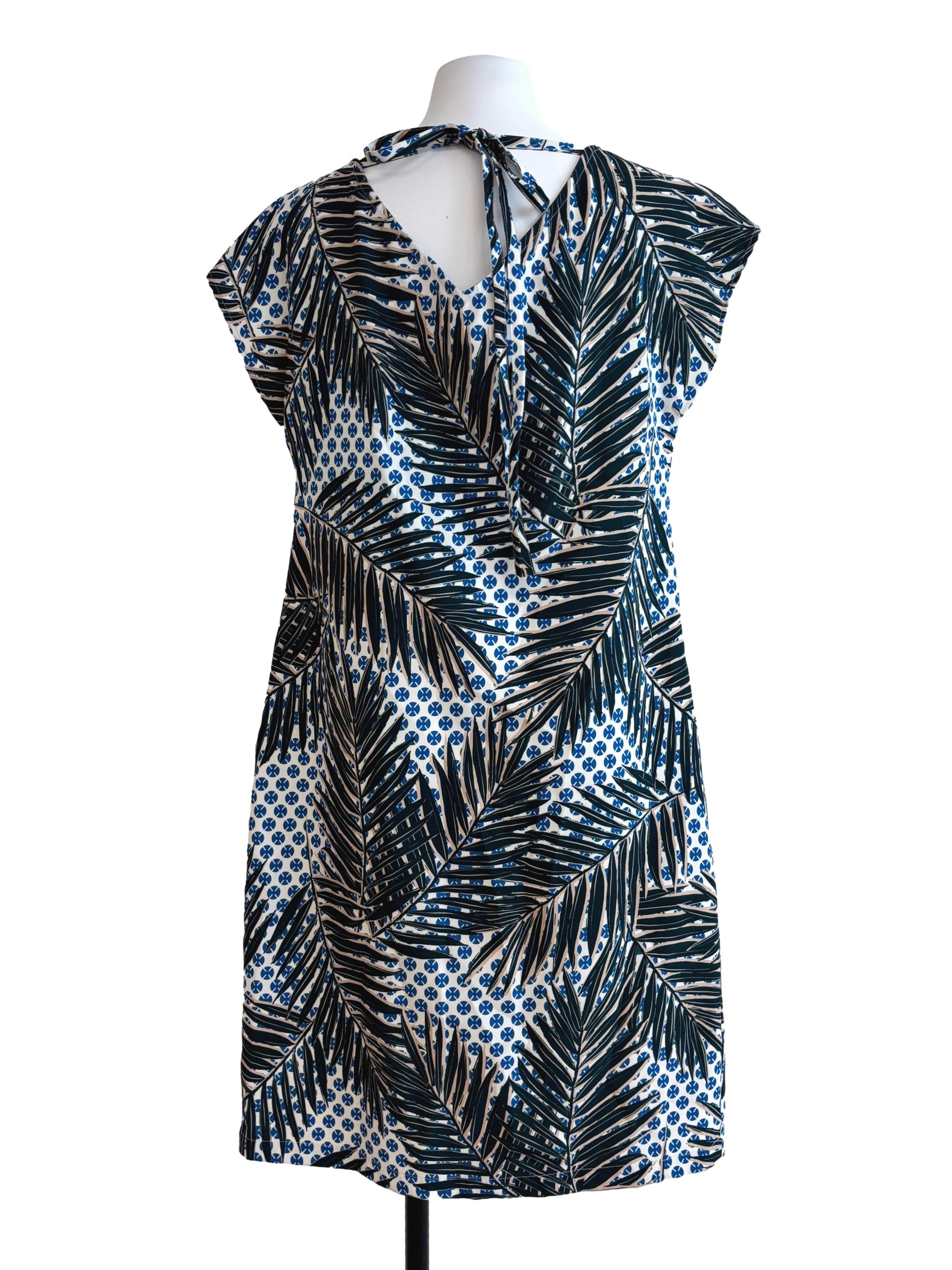 White Fern Green Patterned Shift Dress