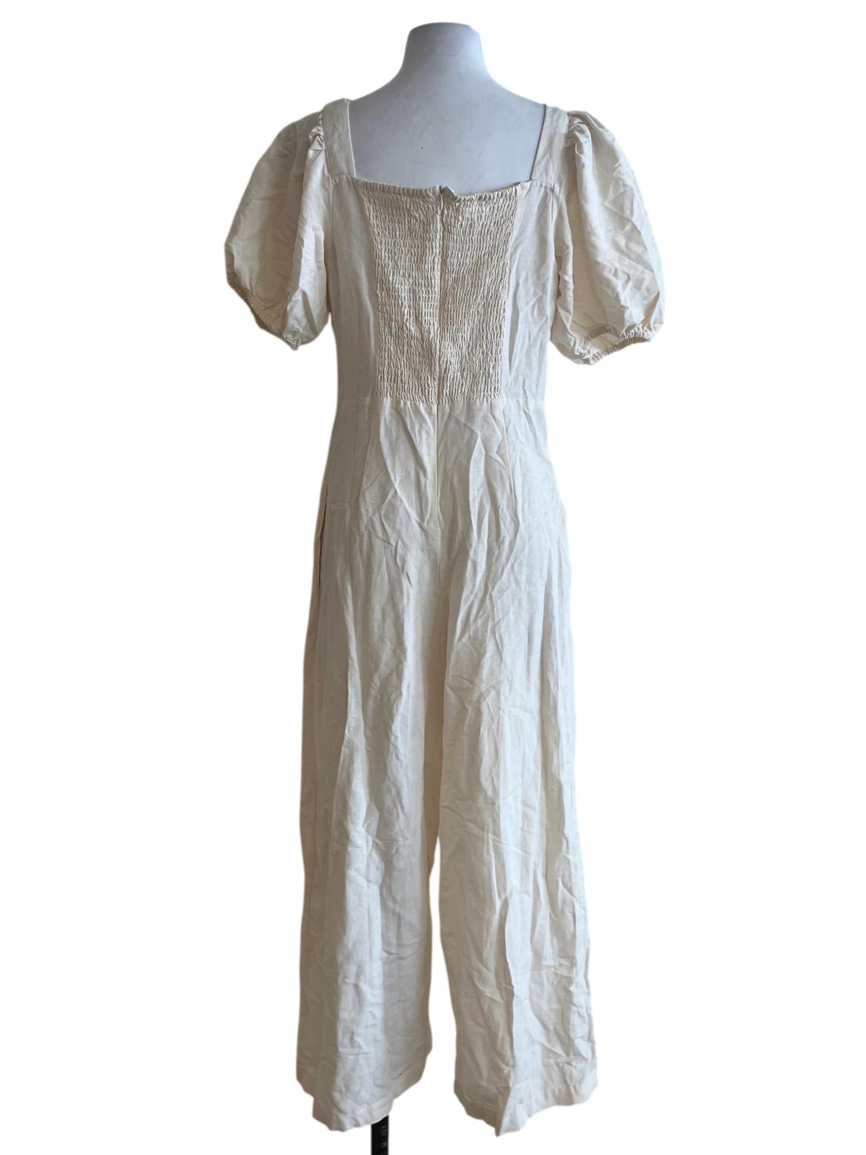 Coconut White Square Neckline Jumpsuit