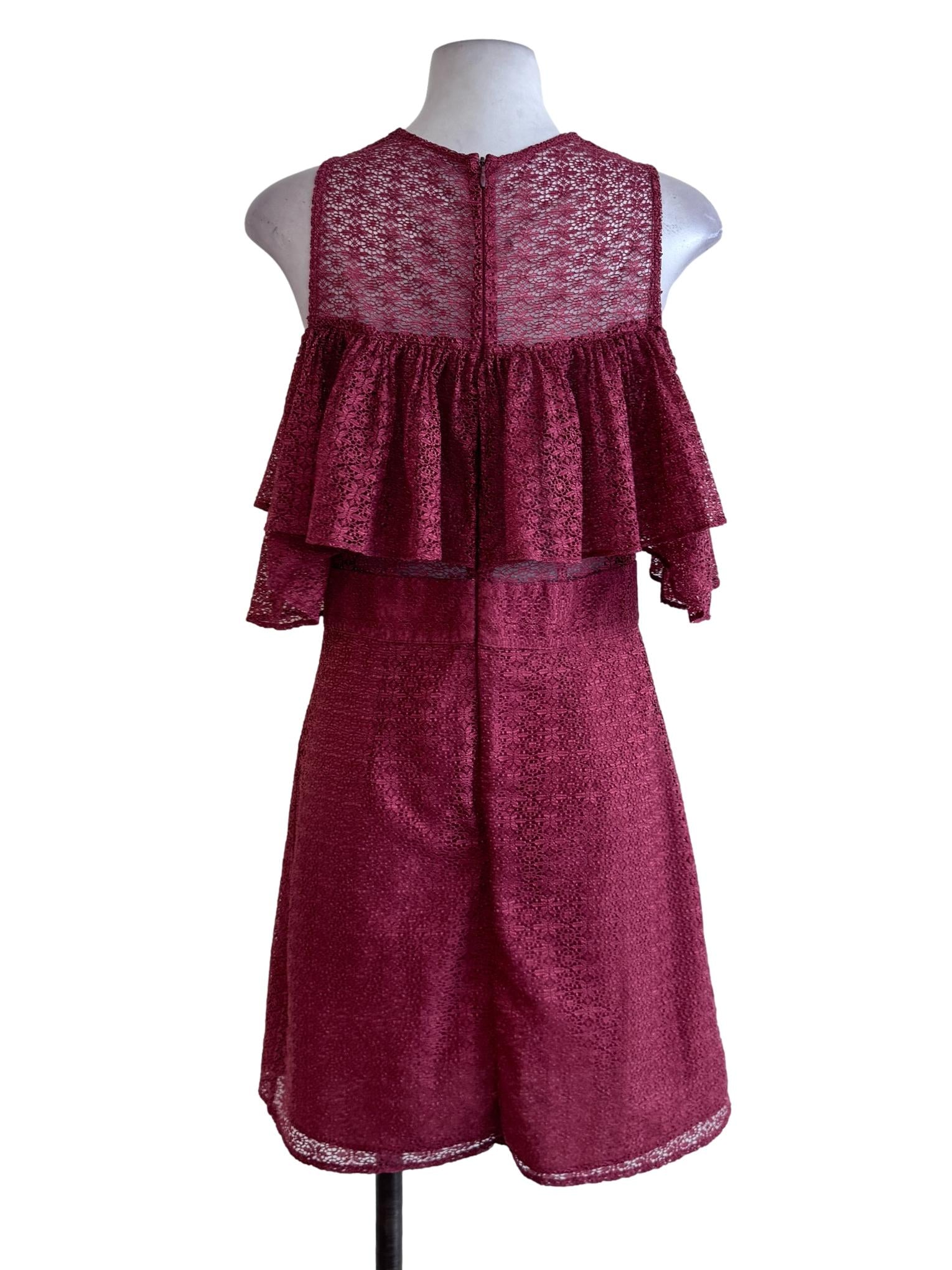 Blood Red Floral Lace Dress