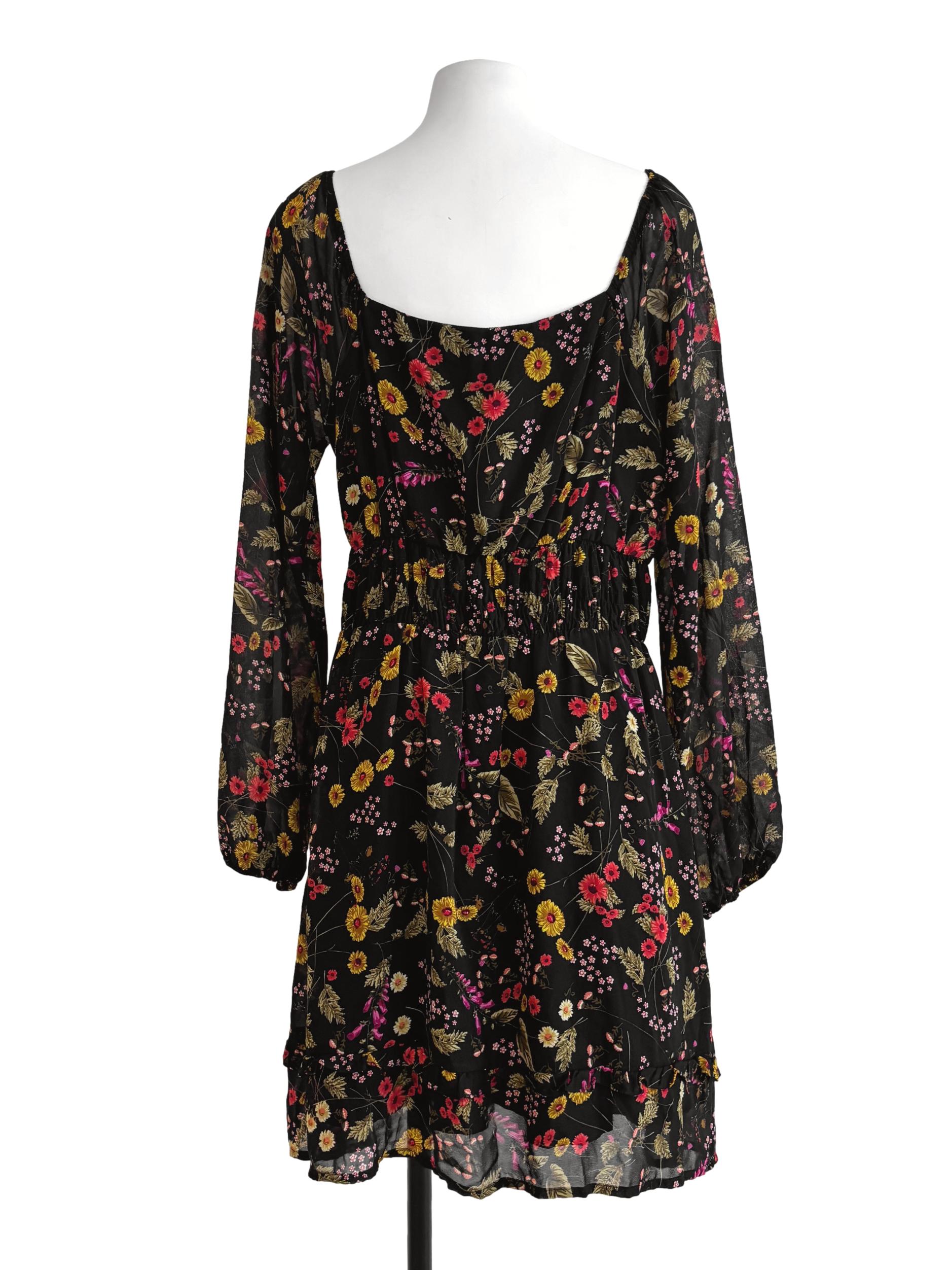 Onyx Black Long Sleeve Floral Dress