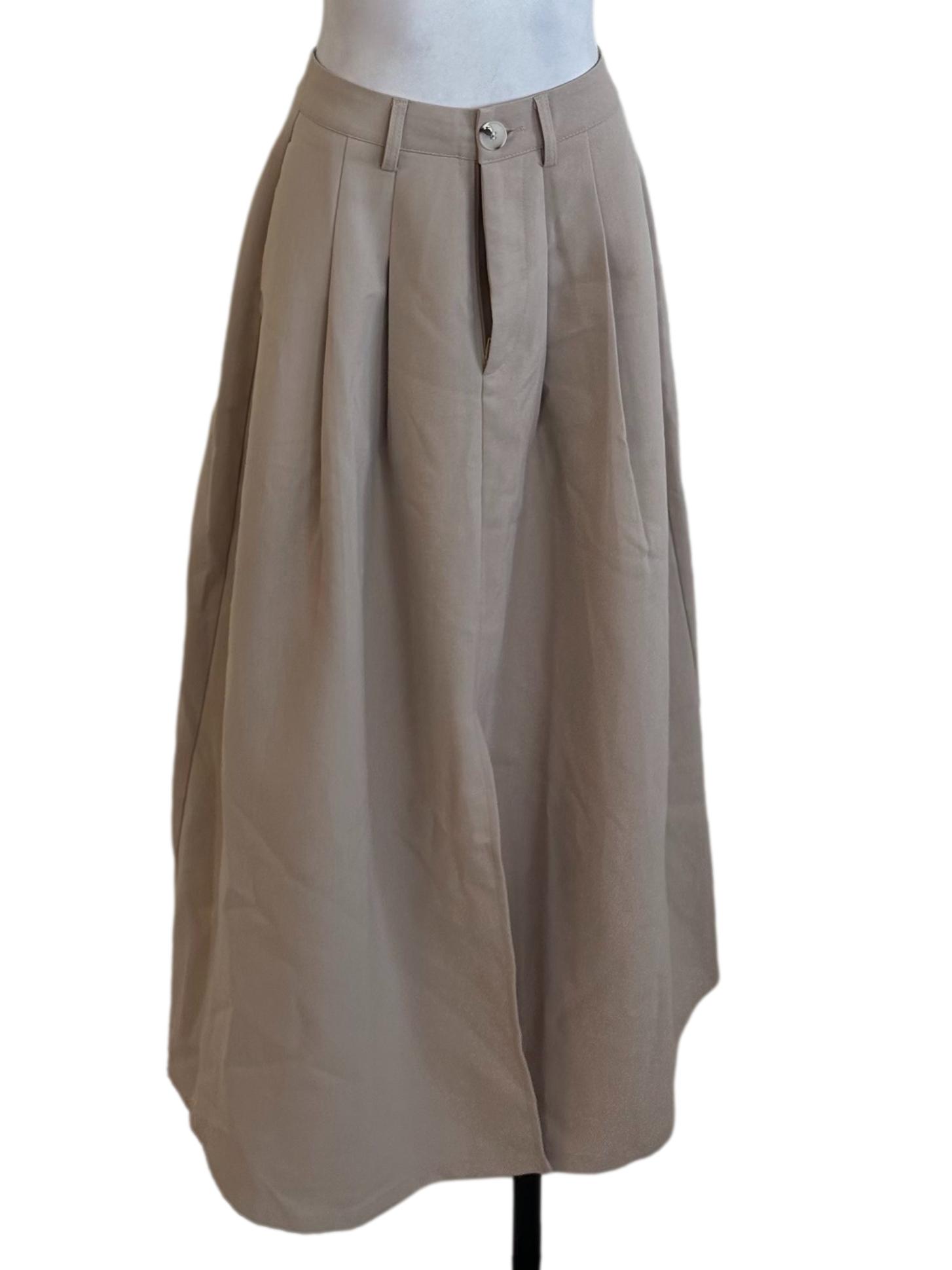 Sand Beige A Line Slit Skirt