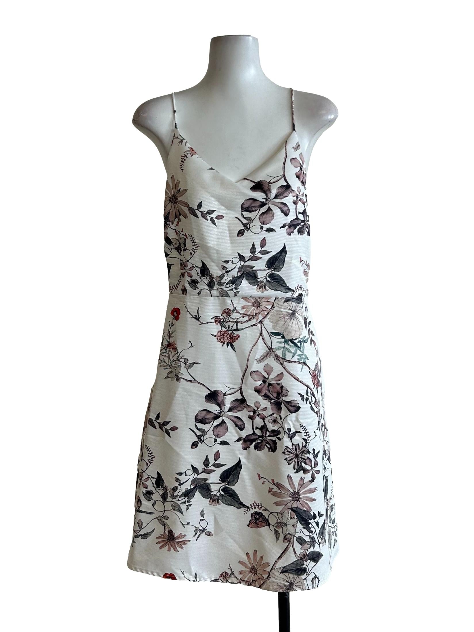 Daisy White Floral Cami A-Line Mini Dress