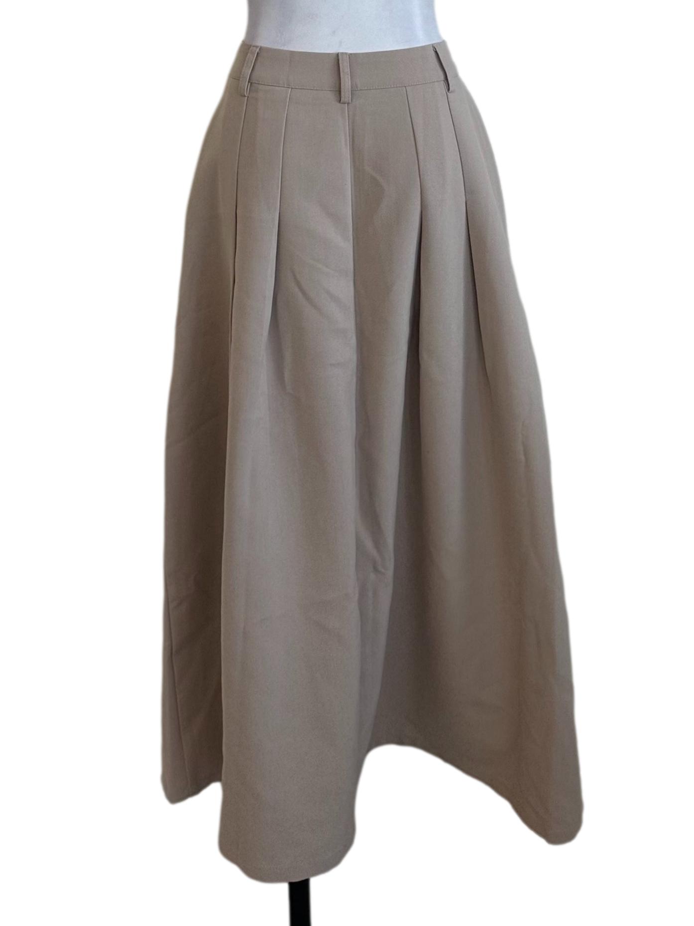 Sand Beige A Line Slit Skirt