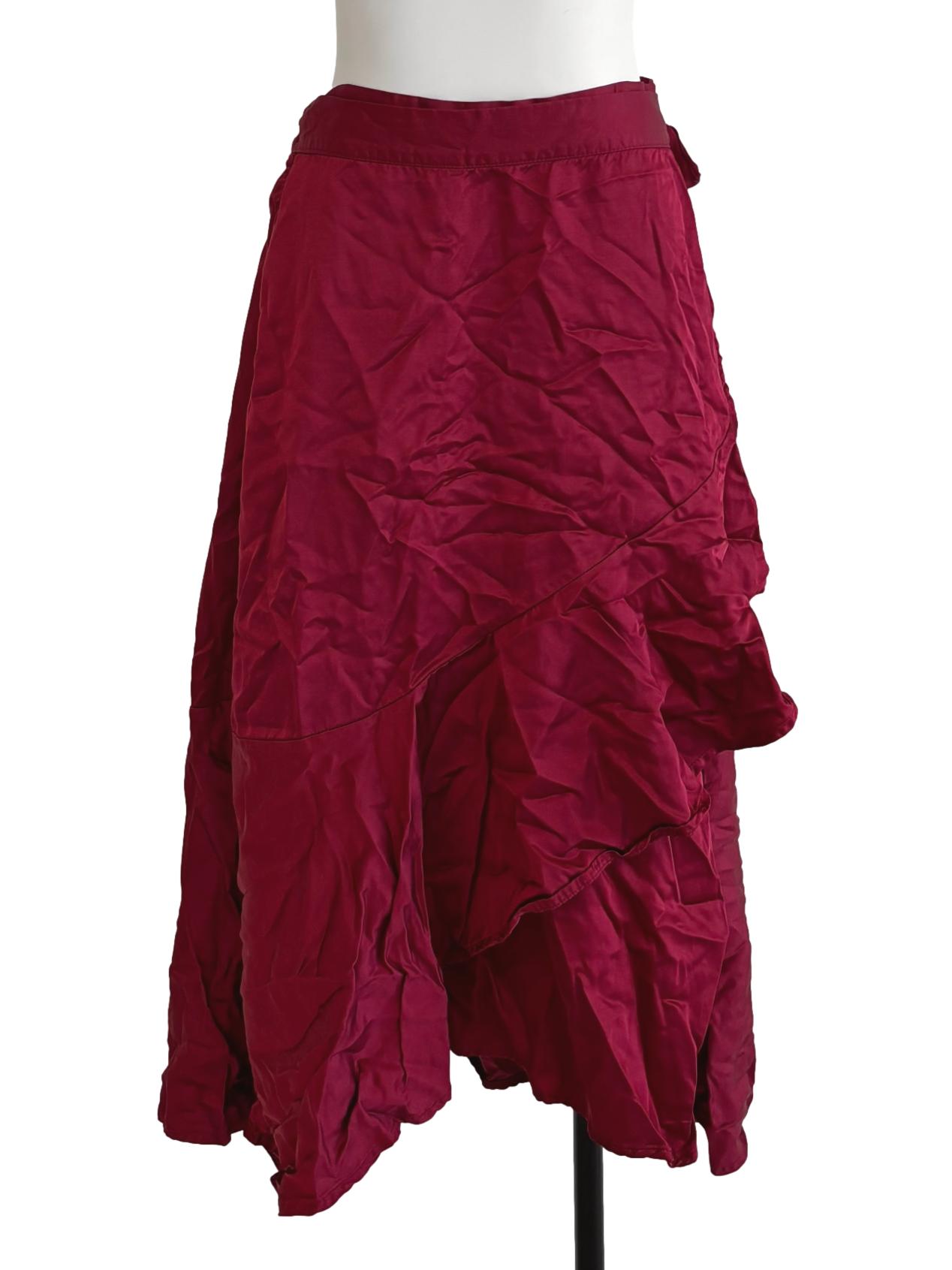 Ruby Red Satin Wrap Skirt