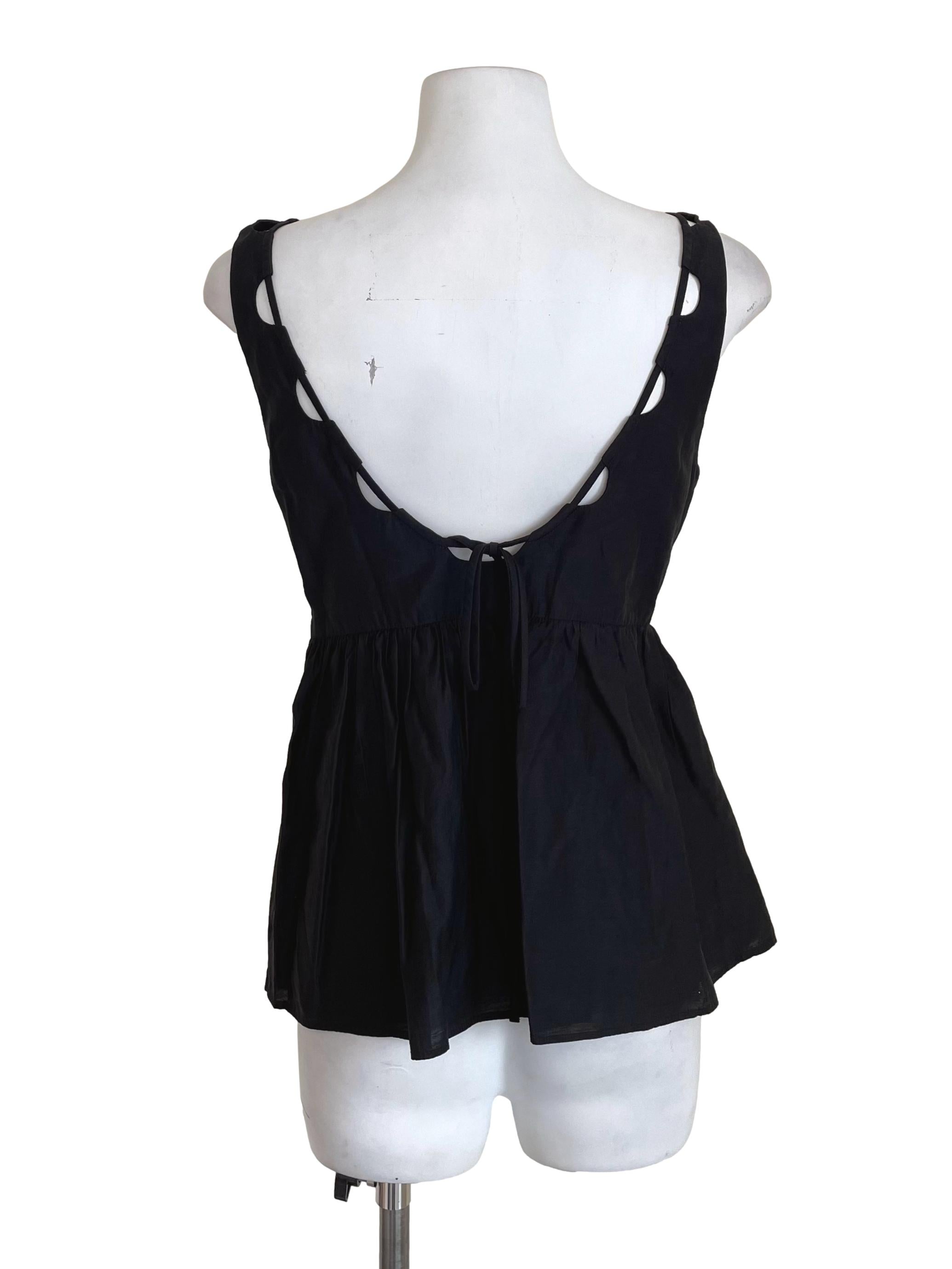 Black Scoop Back Babydoll Top LB