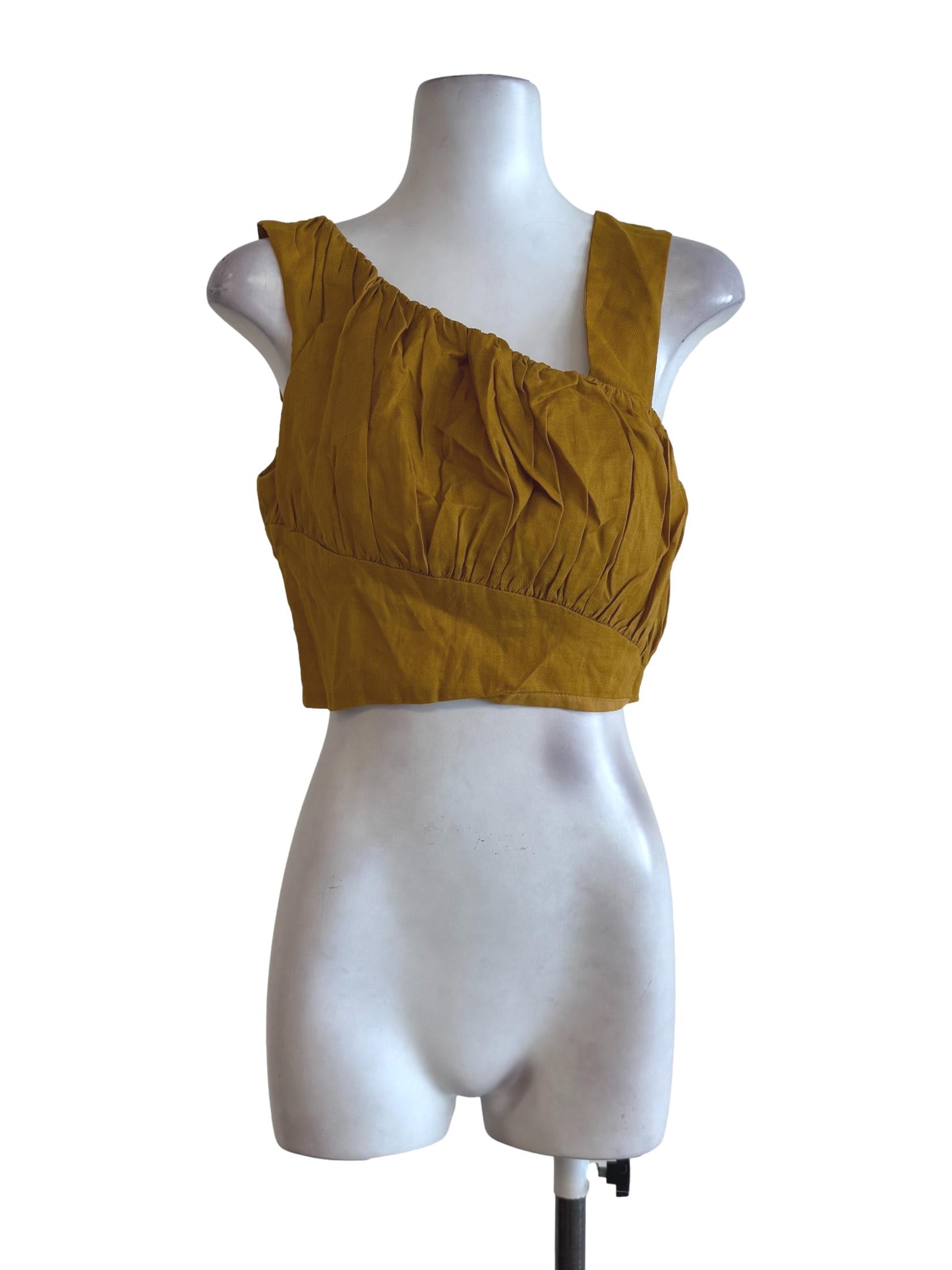 Mustard Pleated Top