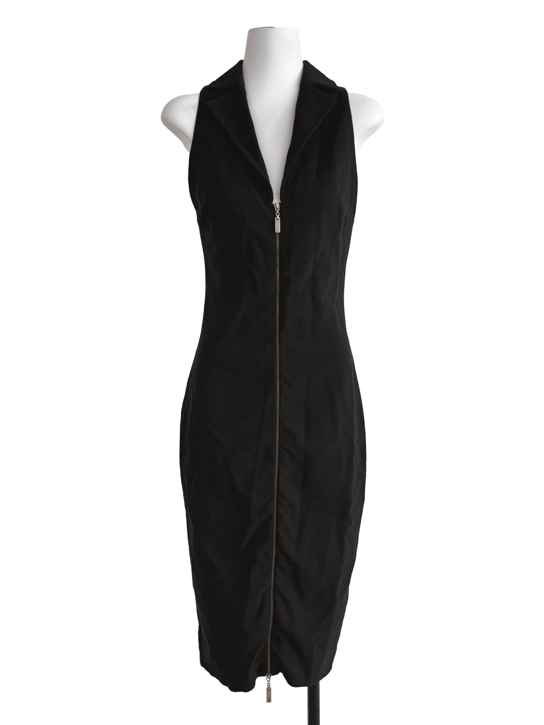 Slate Black Zip Up Bodycon Dress