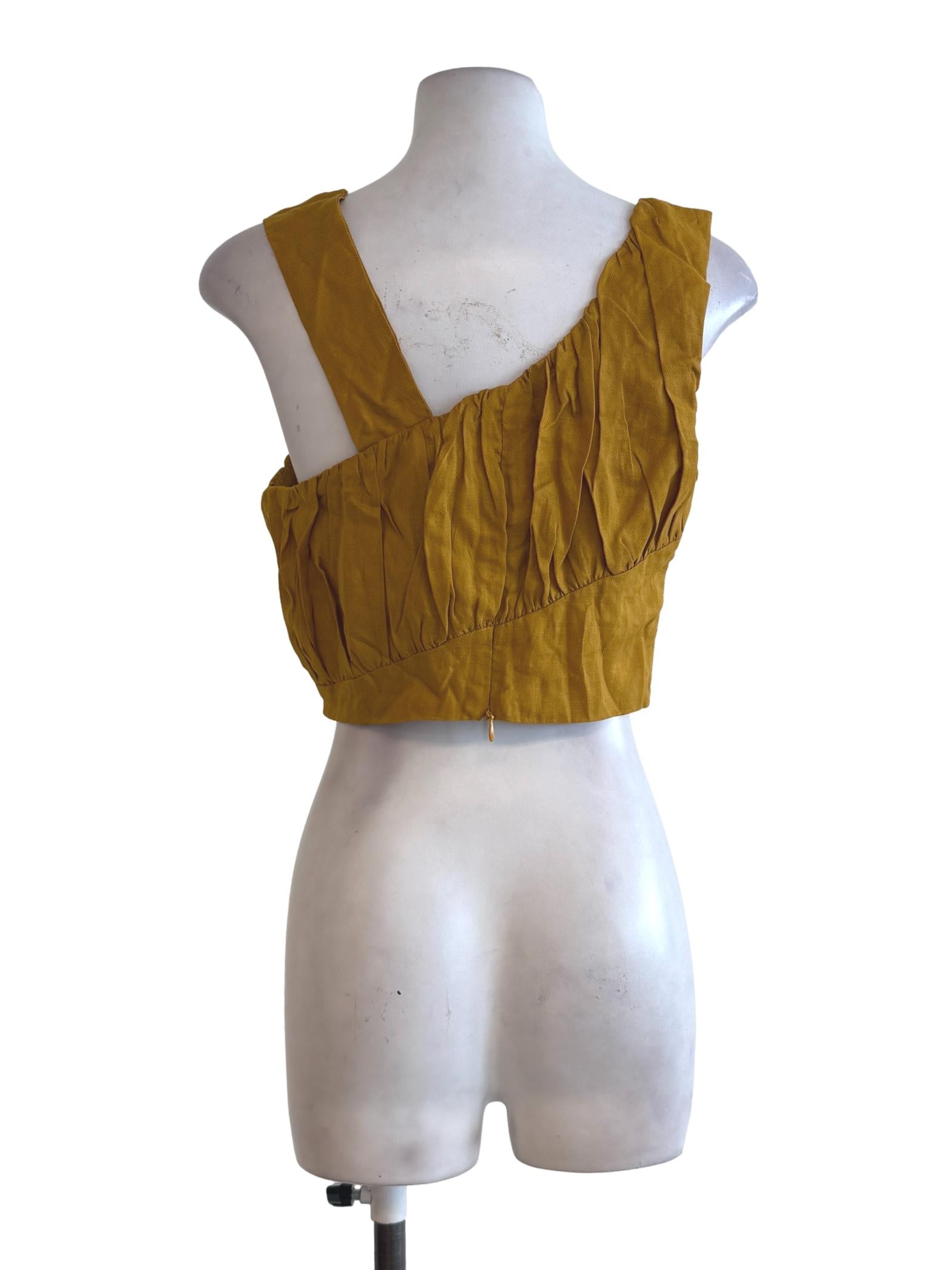 Mustard Pleated Top