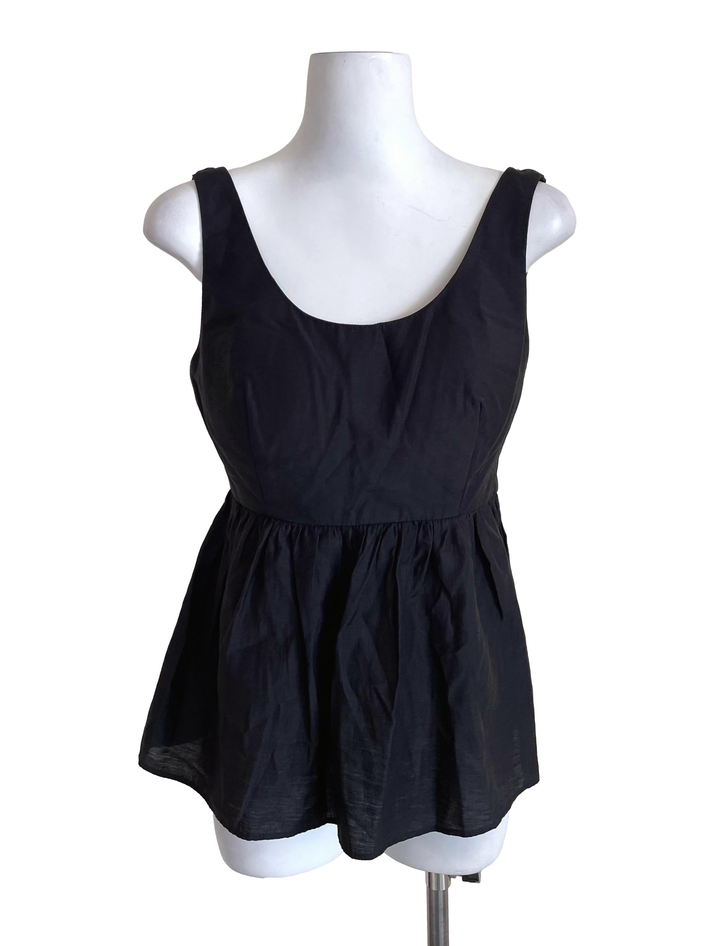 Black Scoop Back Babydoll Top LB