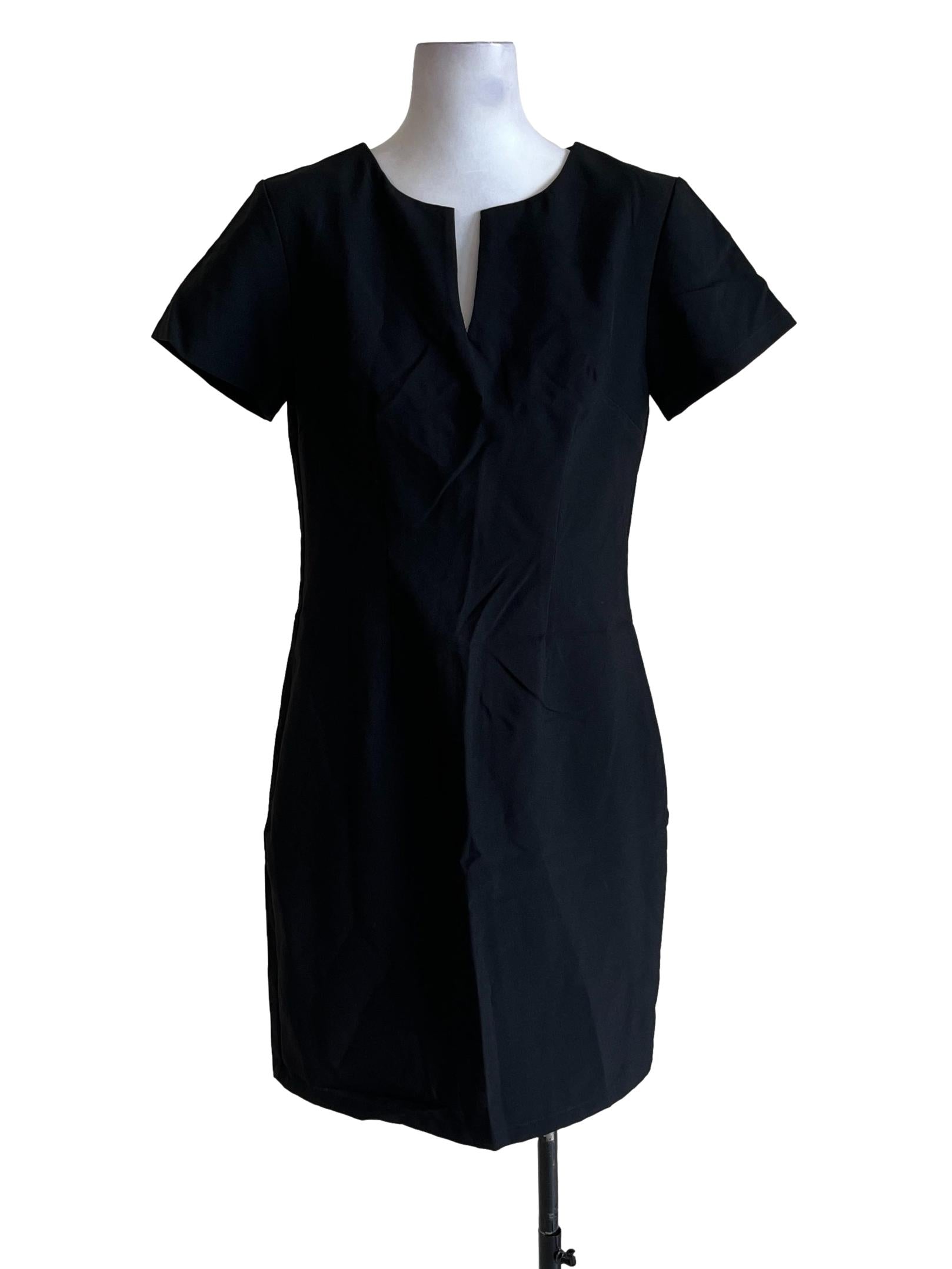 Ink Black Short Sleeve A-Line Dress