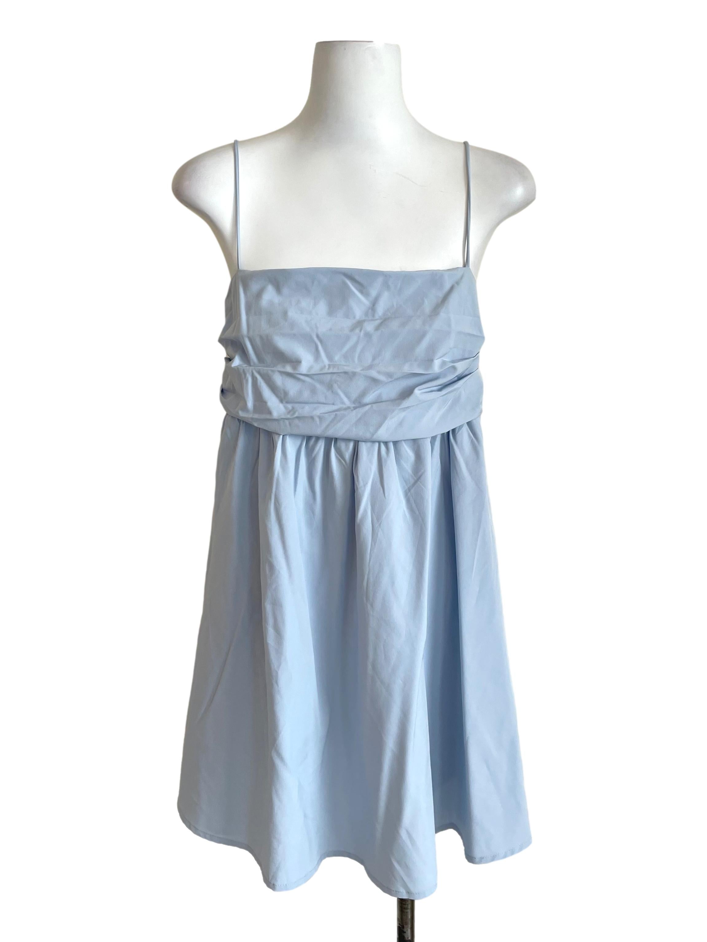 Pastel Blue Pleated Babydoll Dress TTR